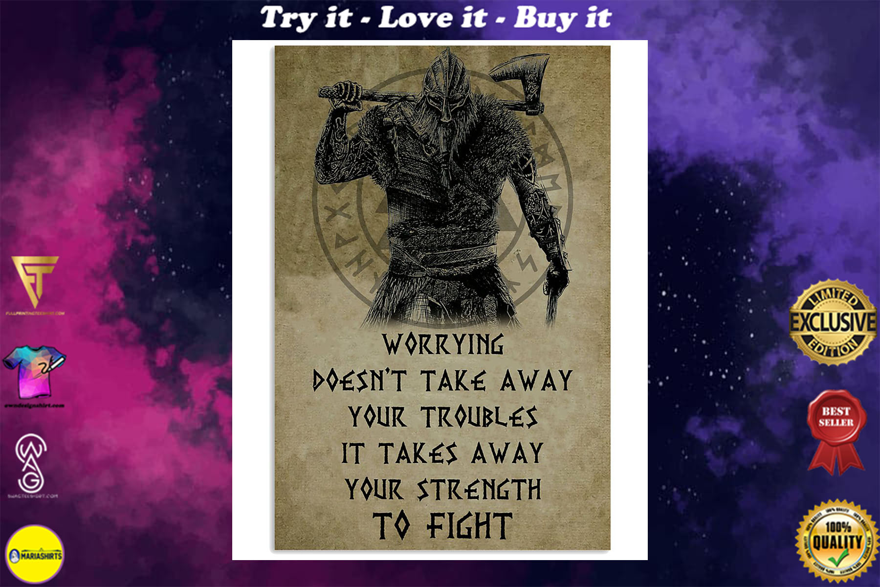 viking worrying doesnt take away your troubles it takes away poster