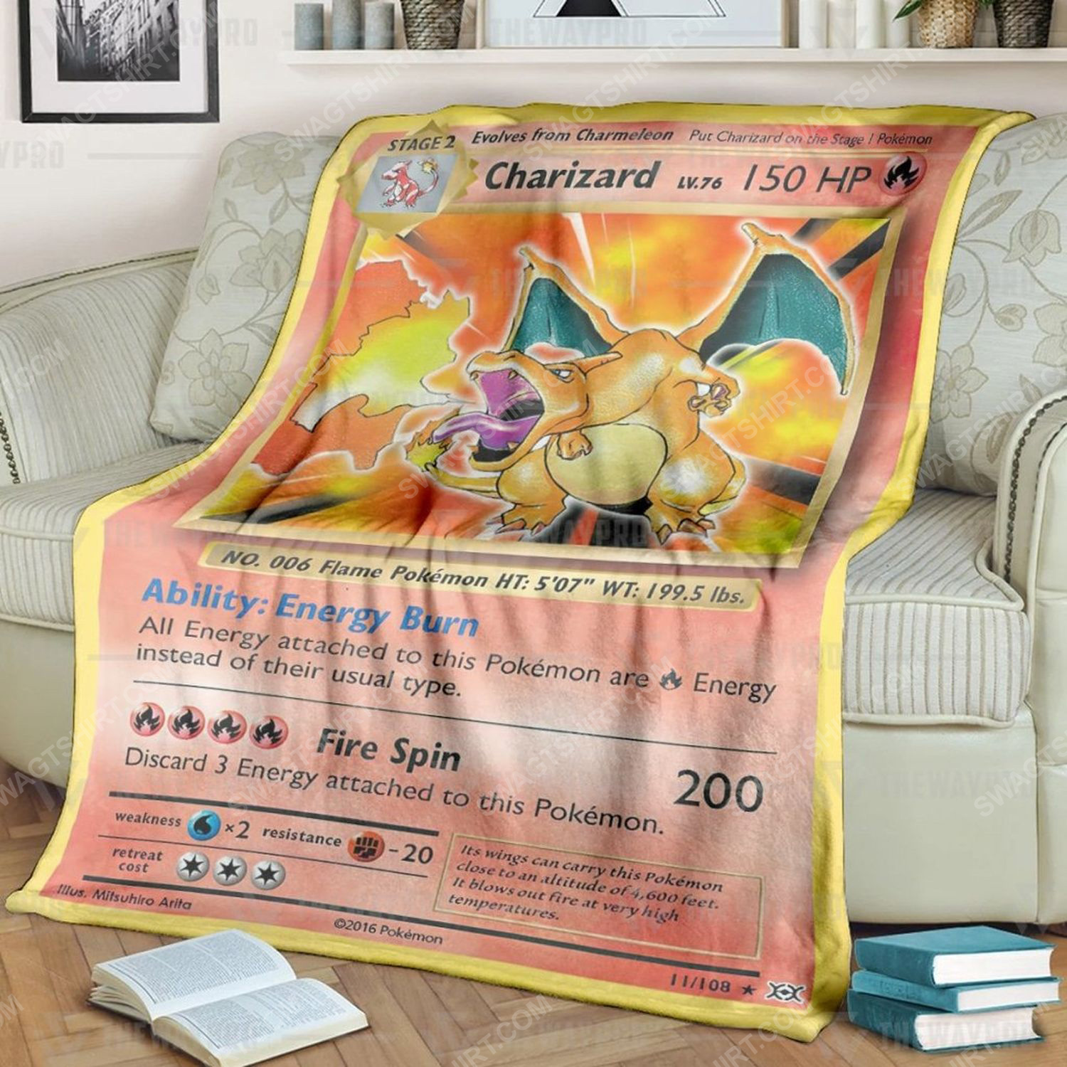 Anime pokemon charizard evolutions full print soft blanket