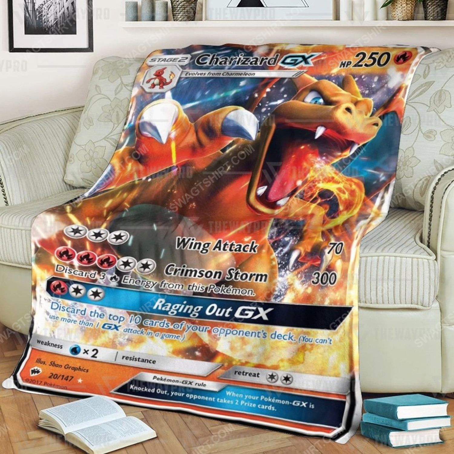 Anime pokemon charizard gx full print soft blanket
