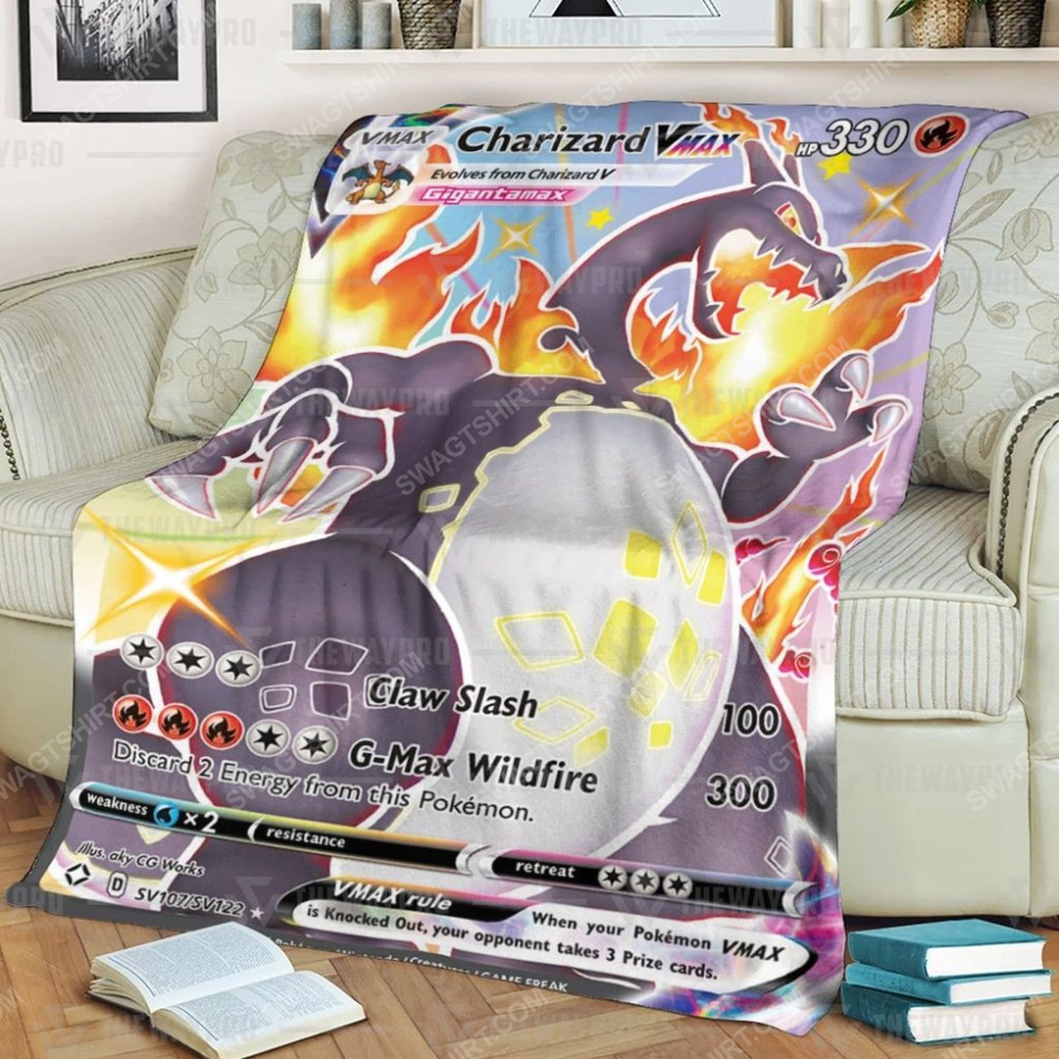 Anime pokemon charizard vmax full print soft blanket