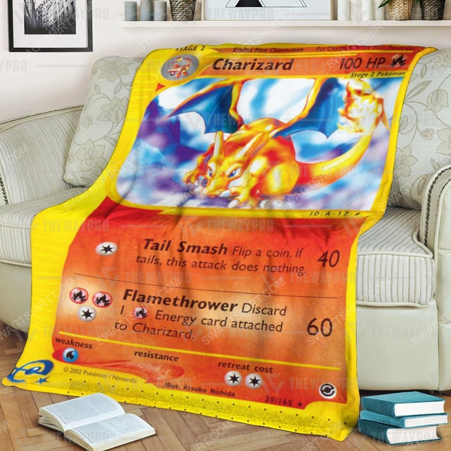 Anime pokemon expedition charizard full print soft blanket