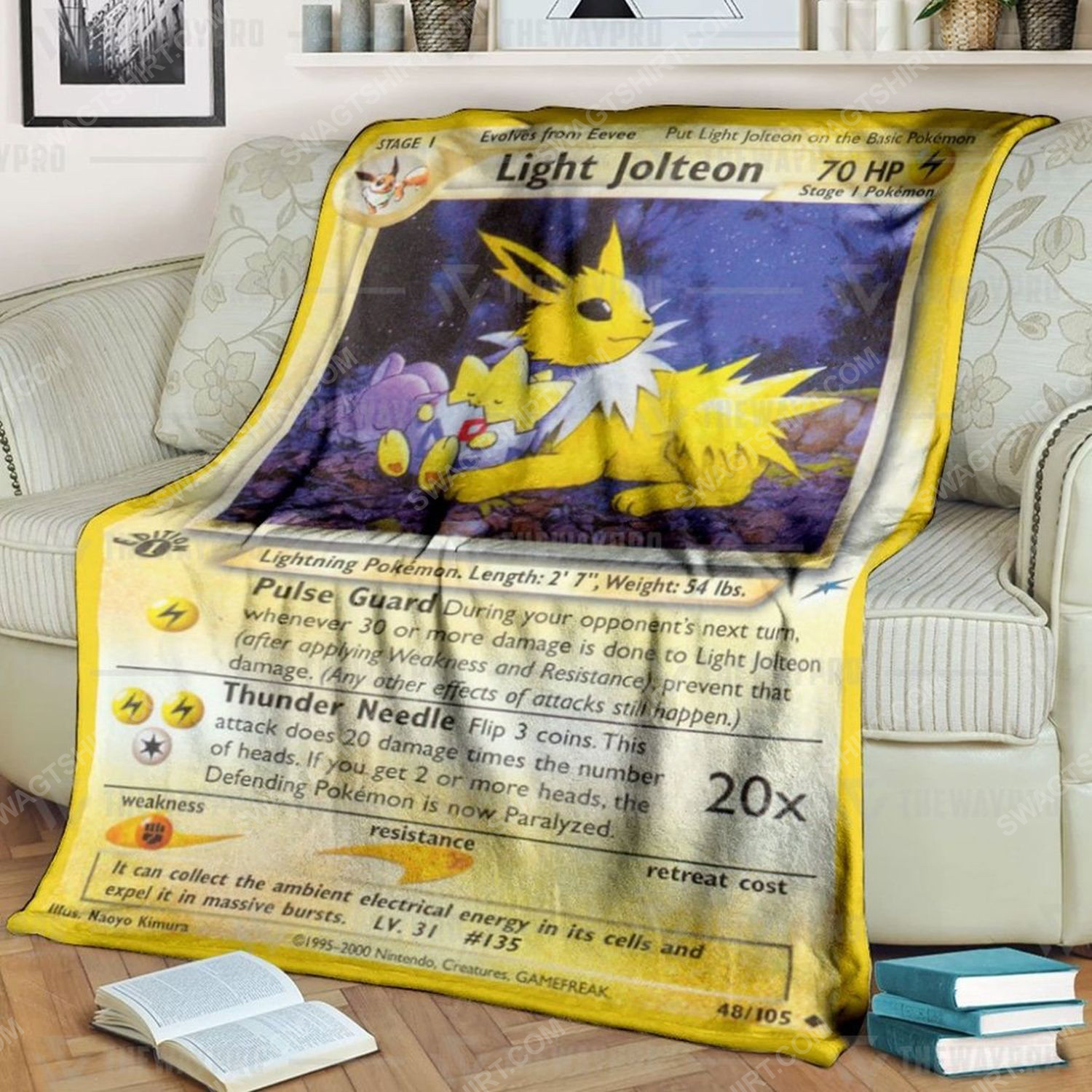 Anime pokemon light jolteon 1st edition full print soft blanket 2 - Copy