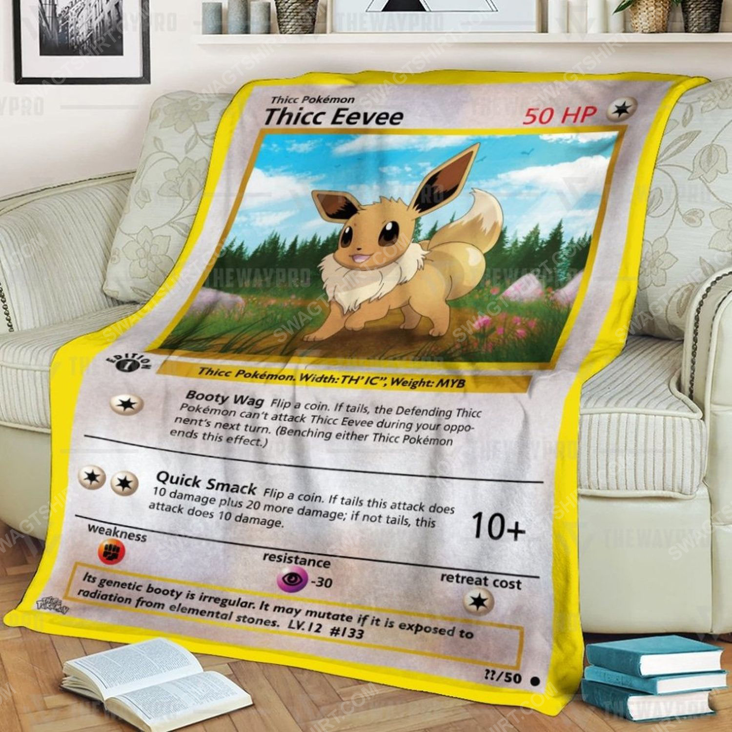 Anime pokemon thicc eevee full print soft blanket