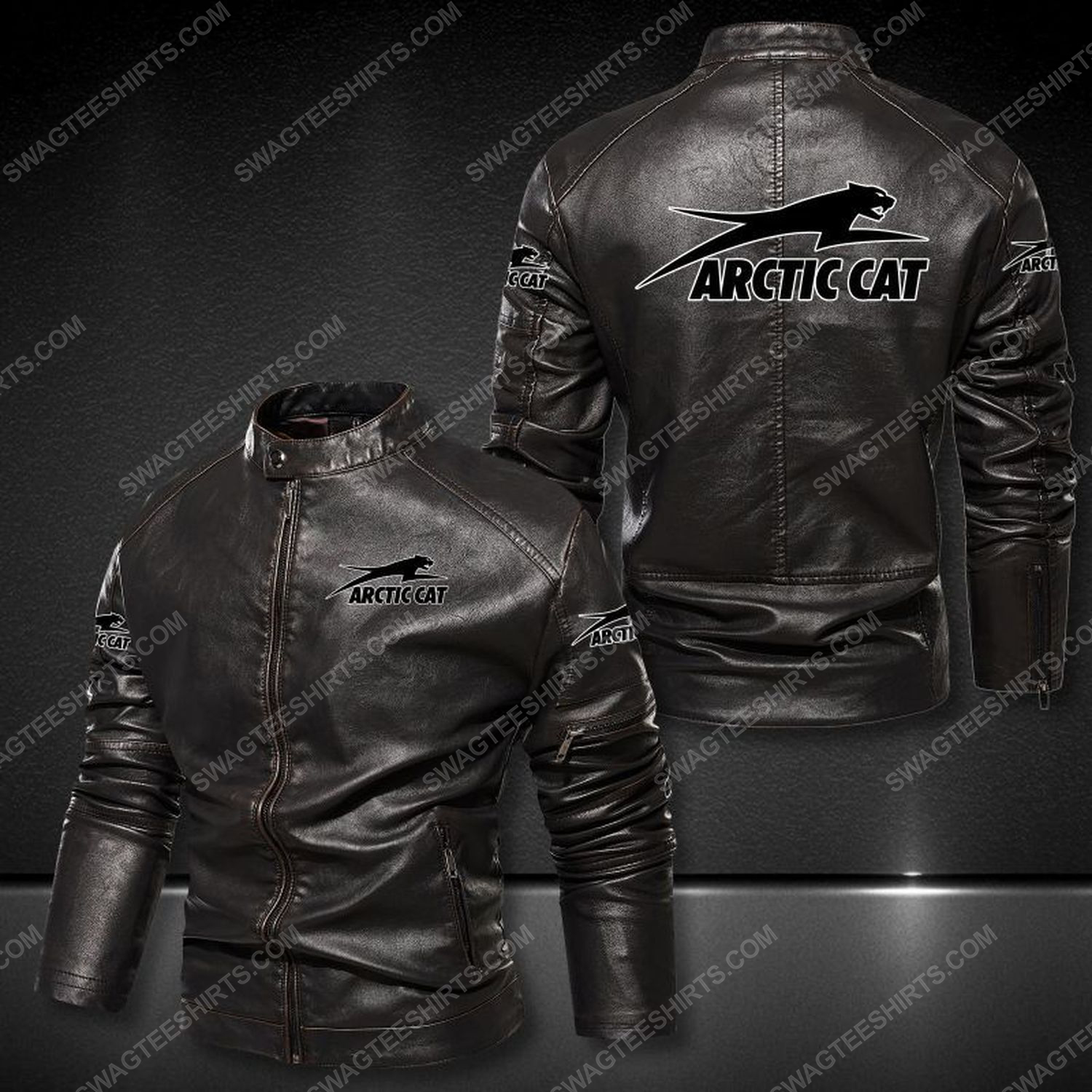 Arctic cat snowmobile sport leather jacket 1 - Copy