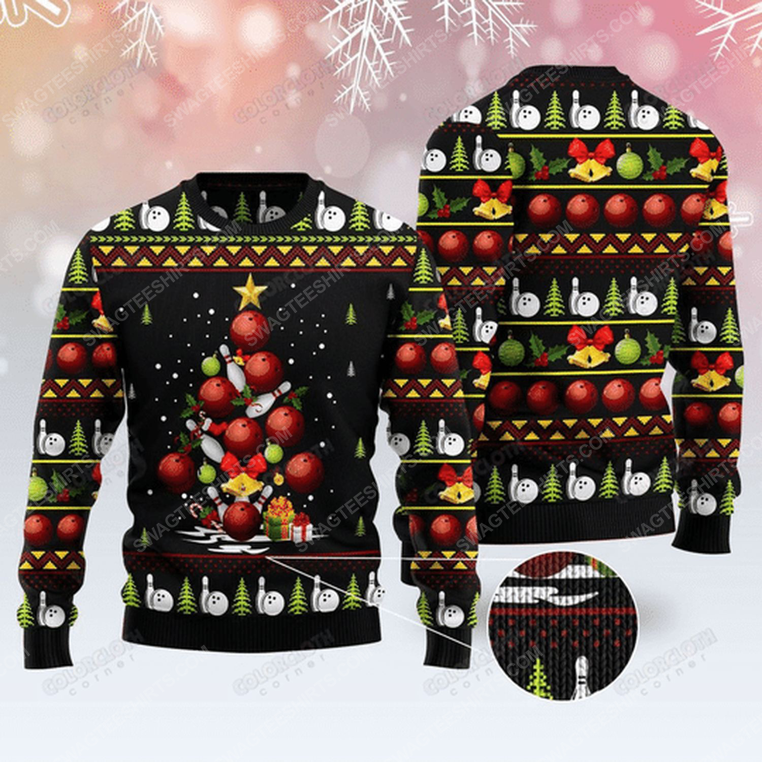 Bowling christmas tree ugly christmas sweater