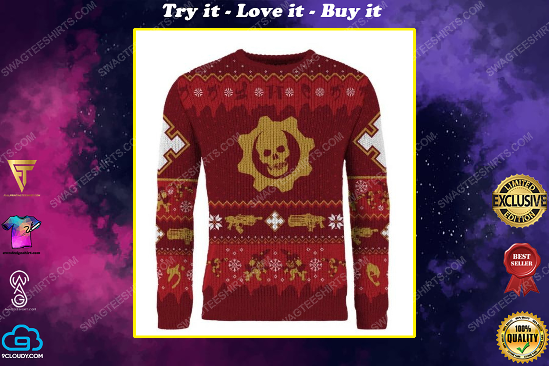 Christmas holiday gears of war full print ugly christmas sweater