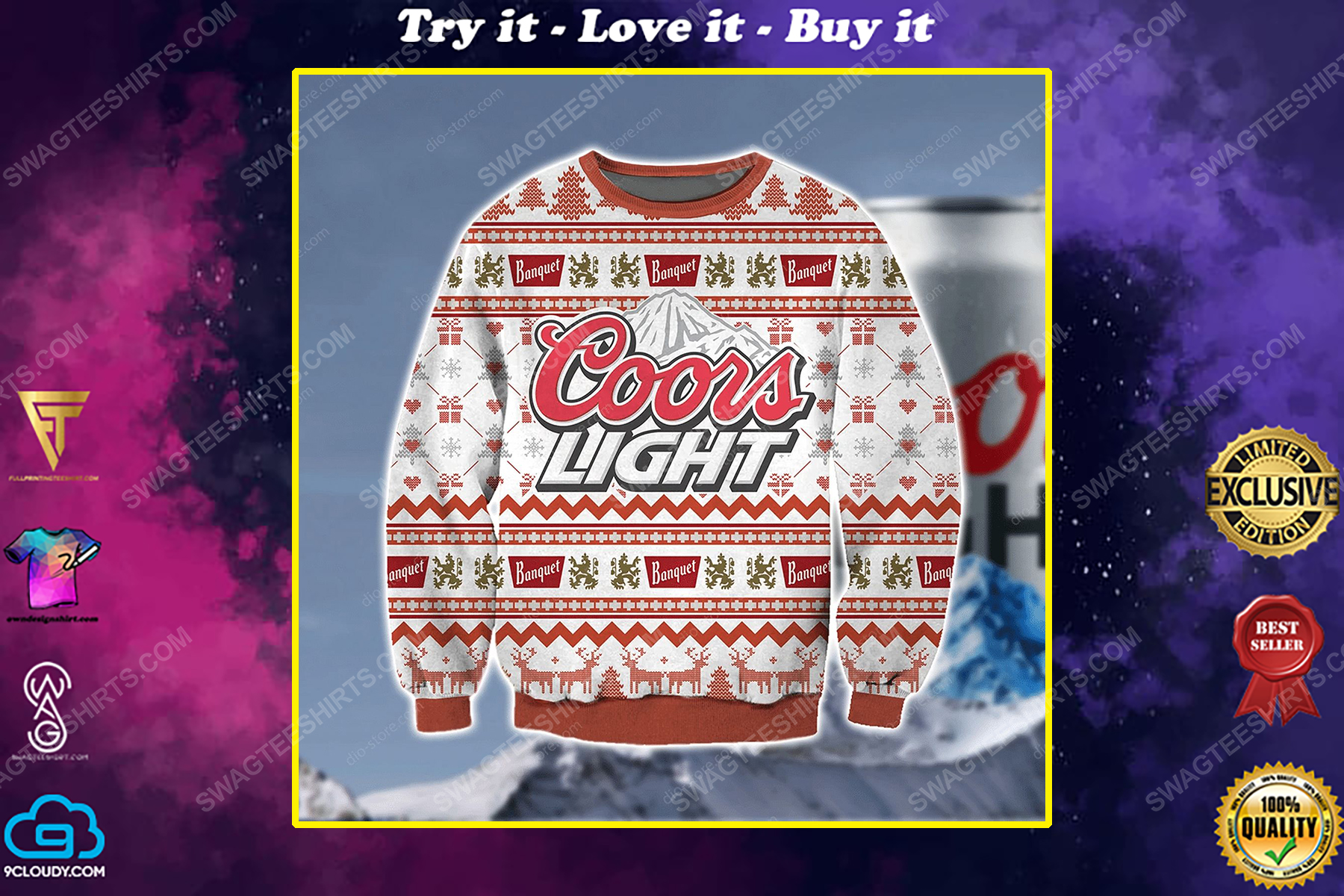 Coors light banquet beer ugly christmas sweater 1