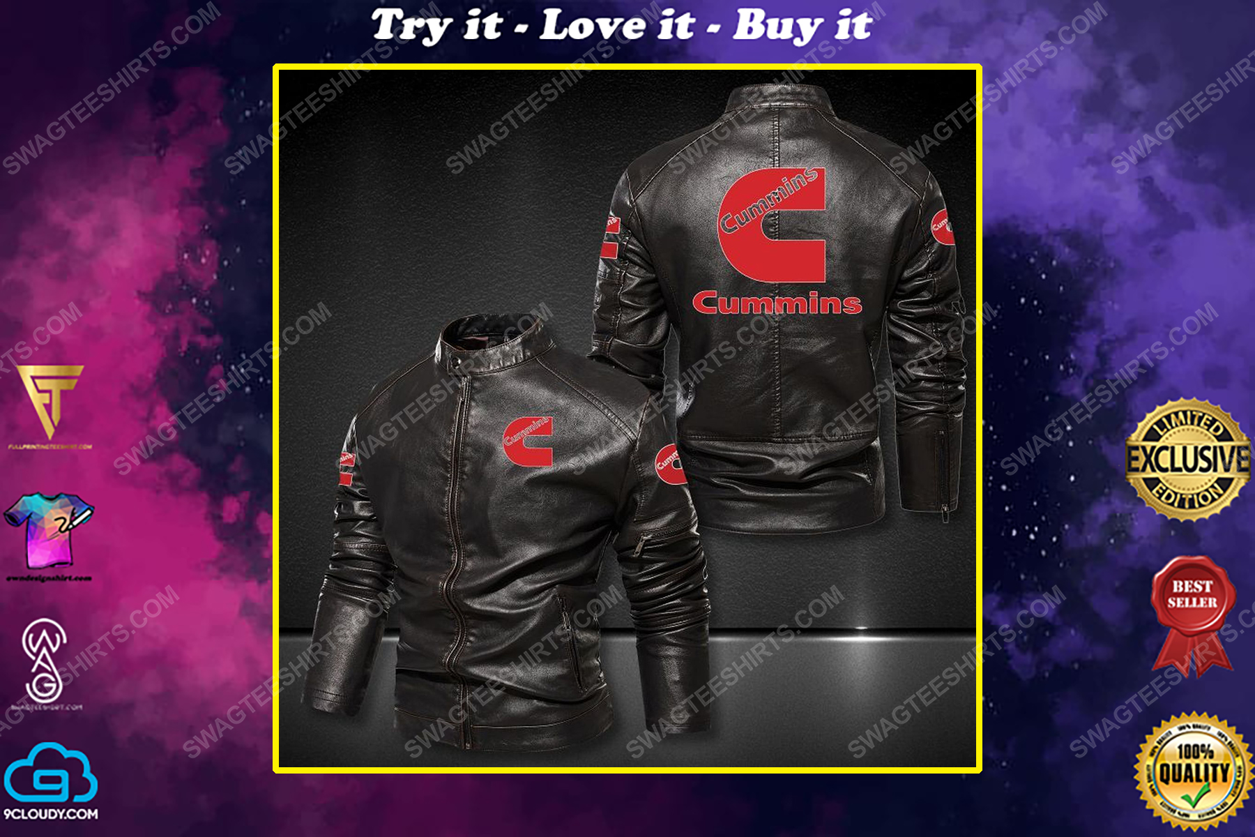 Cummins race engines sport leather jacket