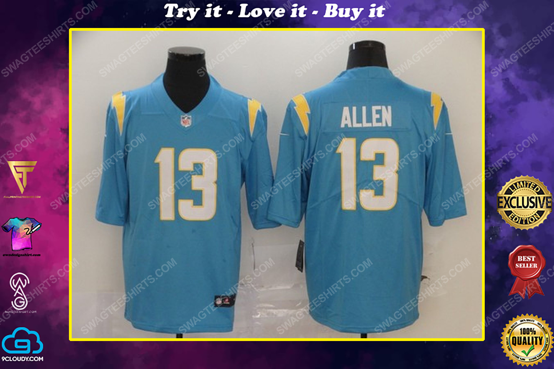 Custom name the los angeles chargers nfl football jersey