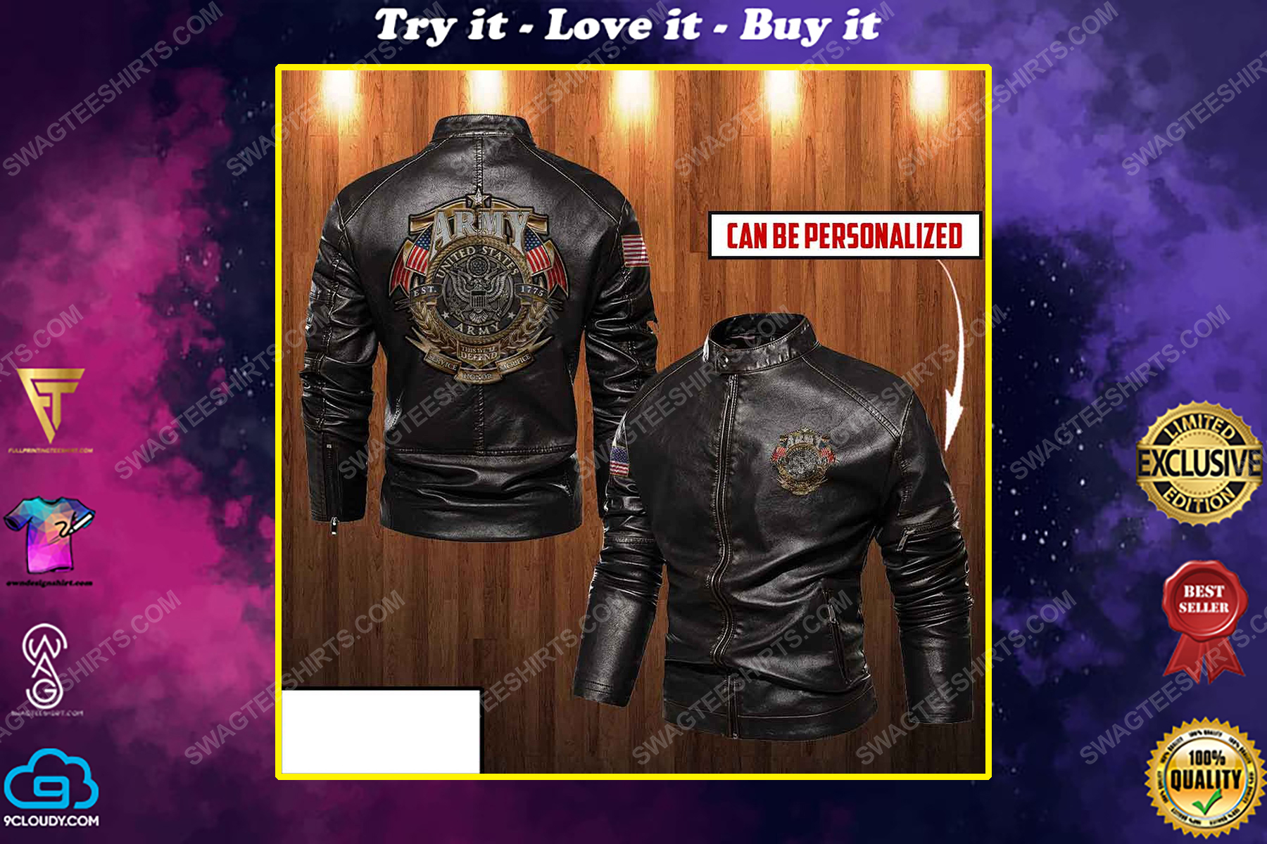 Custom united states army moto leather jacket