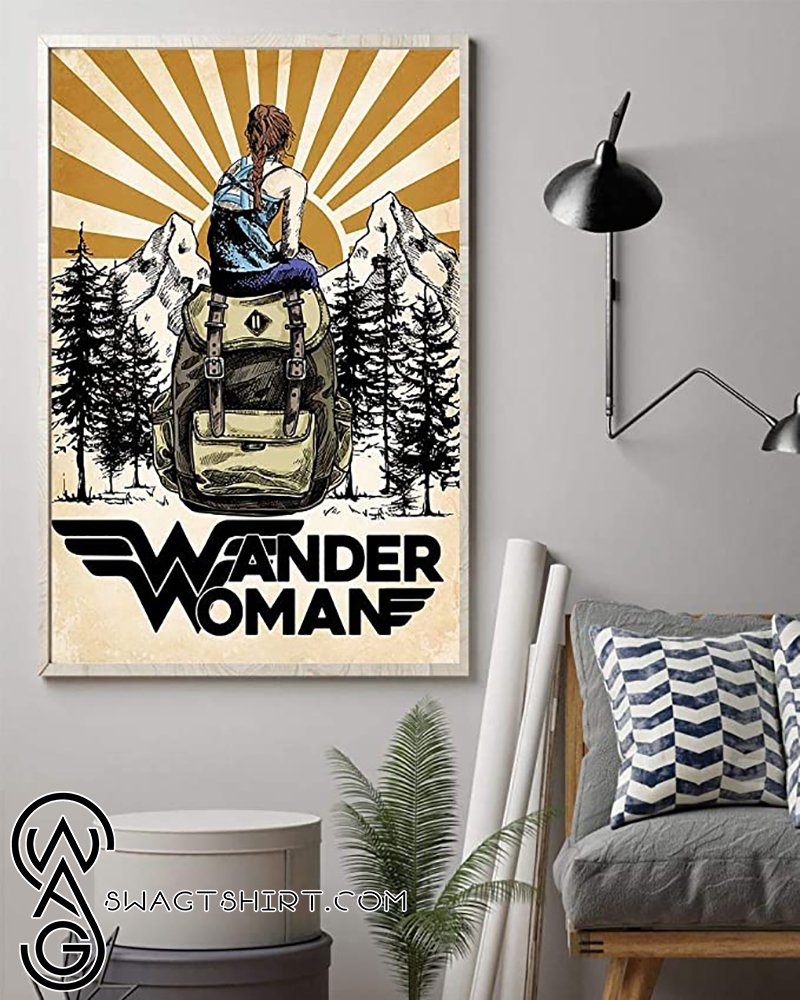 Wander woman camping retro sun poster