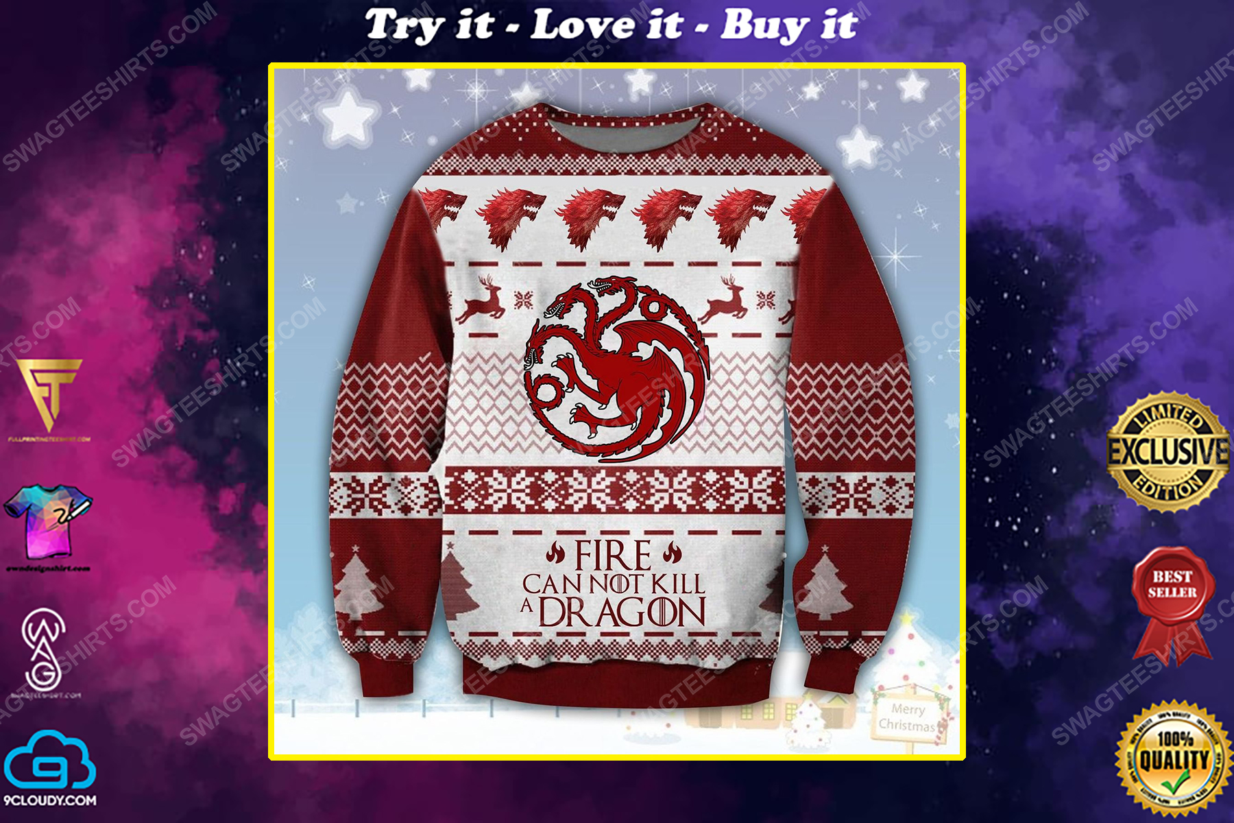 Fire cannot kill a dragon game of thrones ​ugly christmas sweater 1