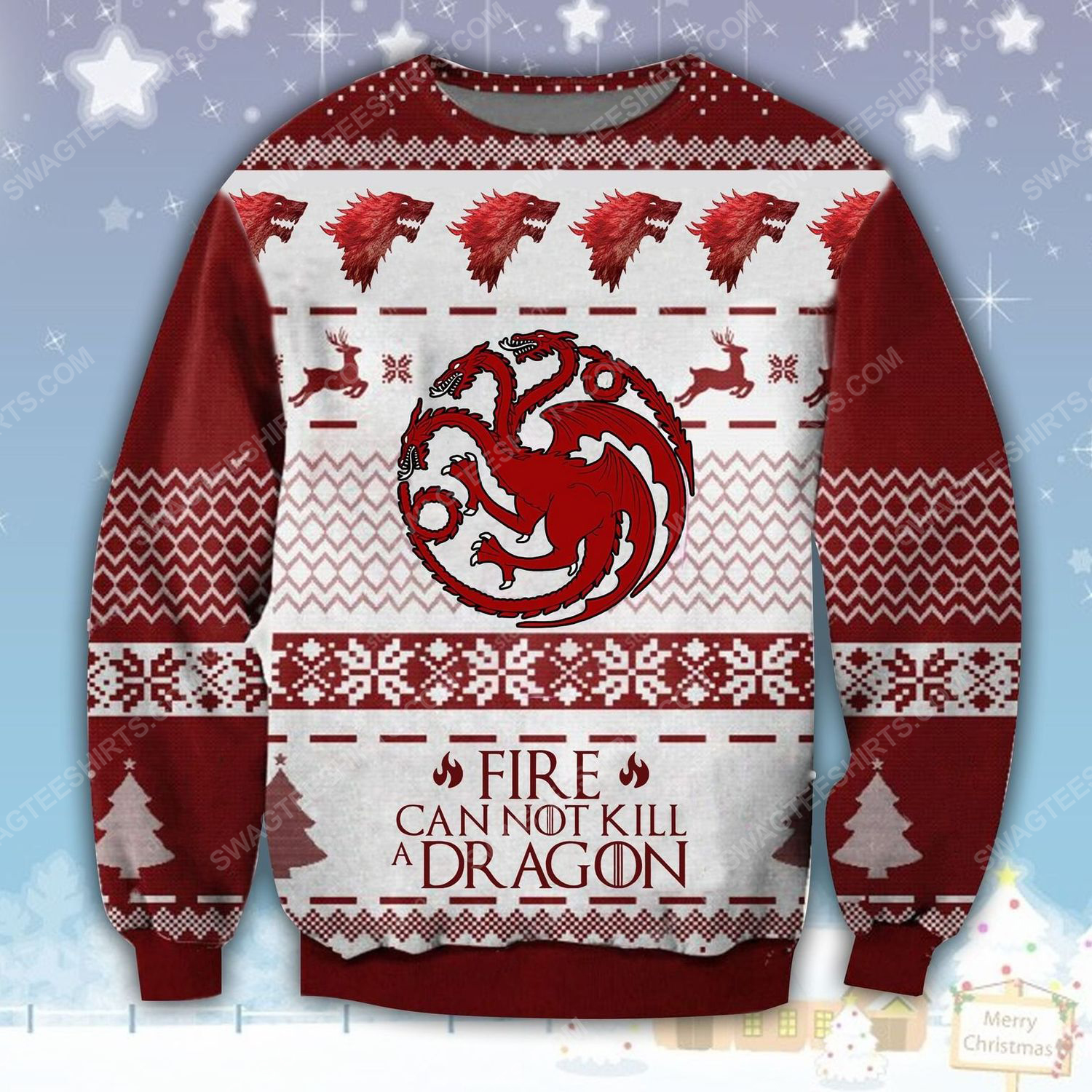 Fire cannot kill a dragon game of thrones ​ugly christmas sweater - Copy (2)