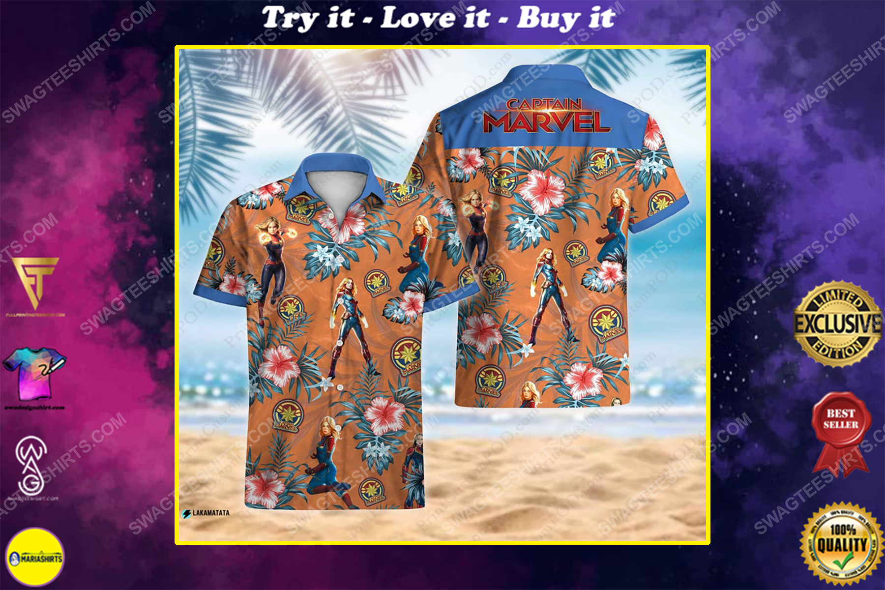 Floral captain america avengers disney marvel movie hawaiian shirt