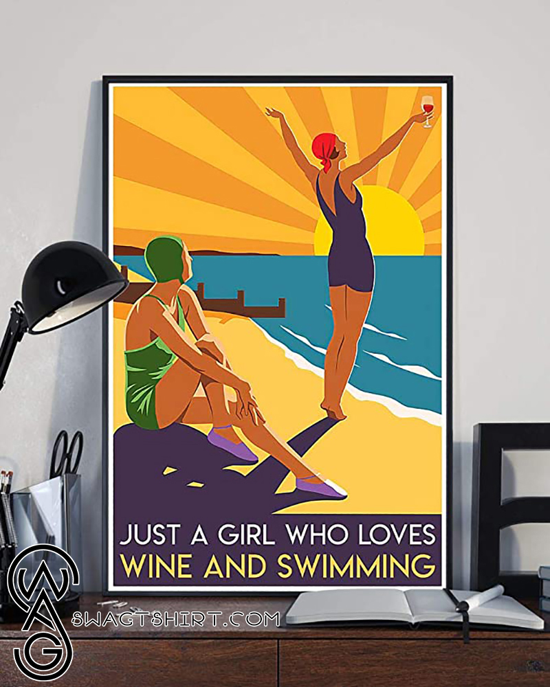Just a girl who loves wine and swimming summer poster