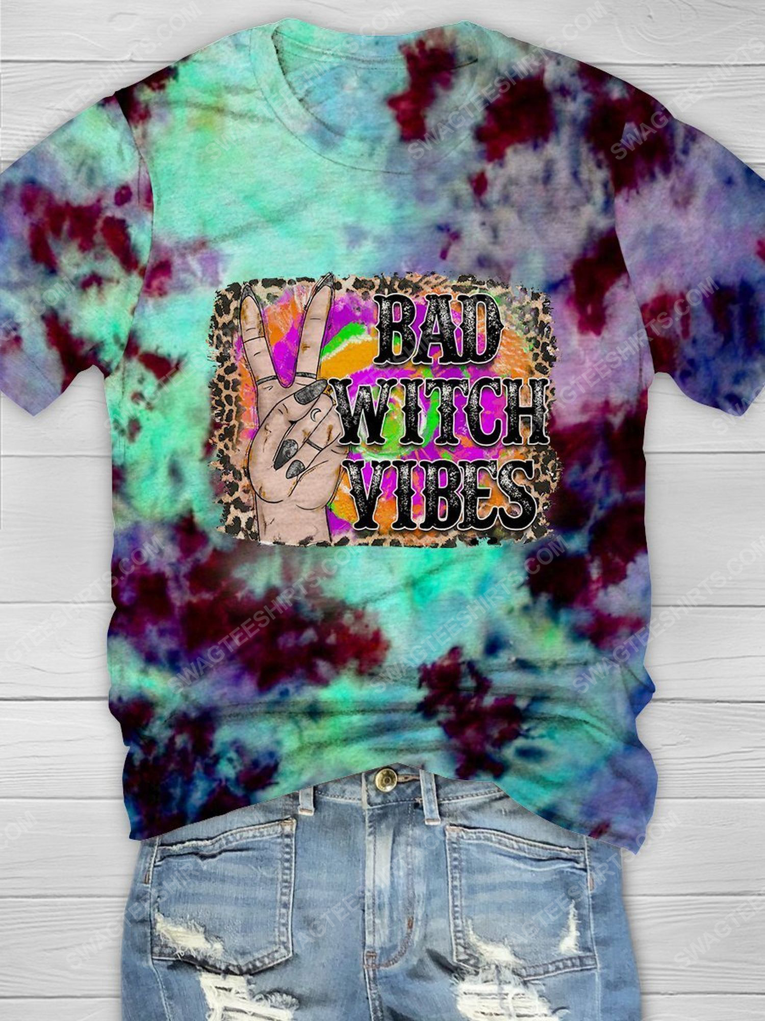 Halloween bad witch vibes tie dye shirt 1 - Copy