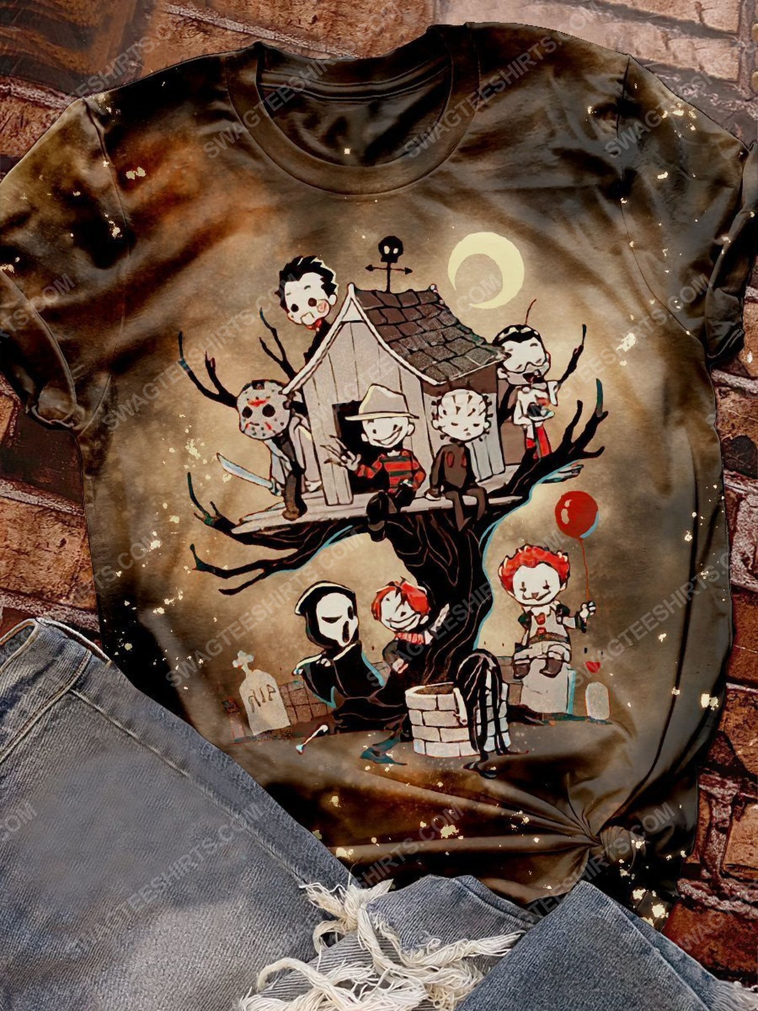 Halloween horror movie characters on the tree shirt 1 - Copy (2)