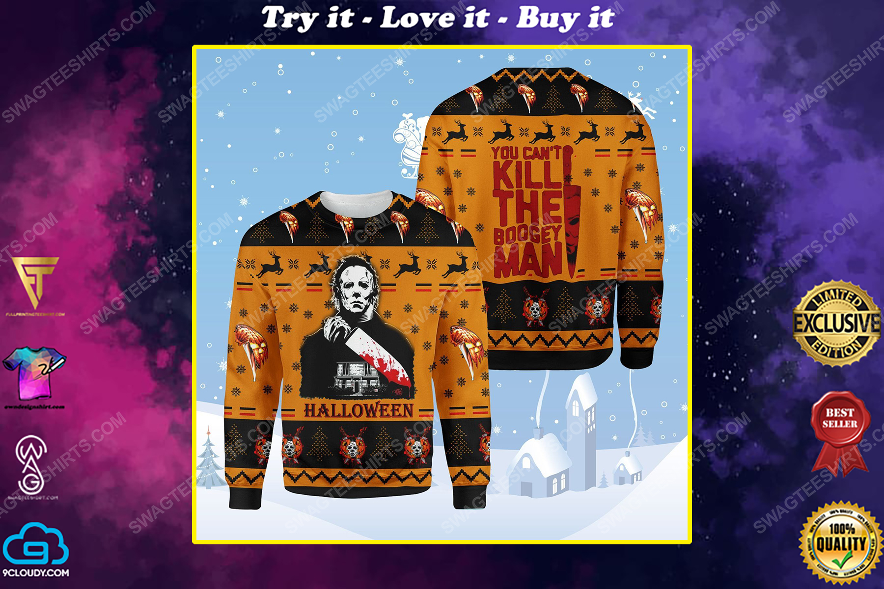 Halloween michael myers you can't kill the bogeyman ​ugly christmas sweater 1