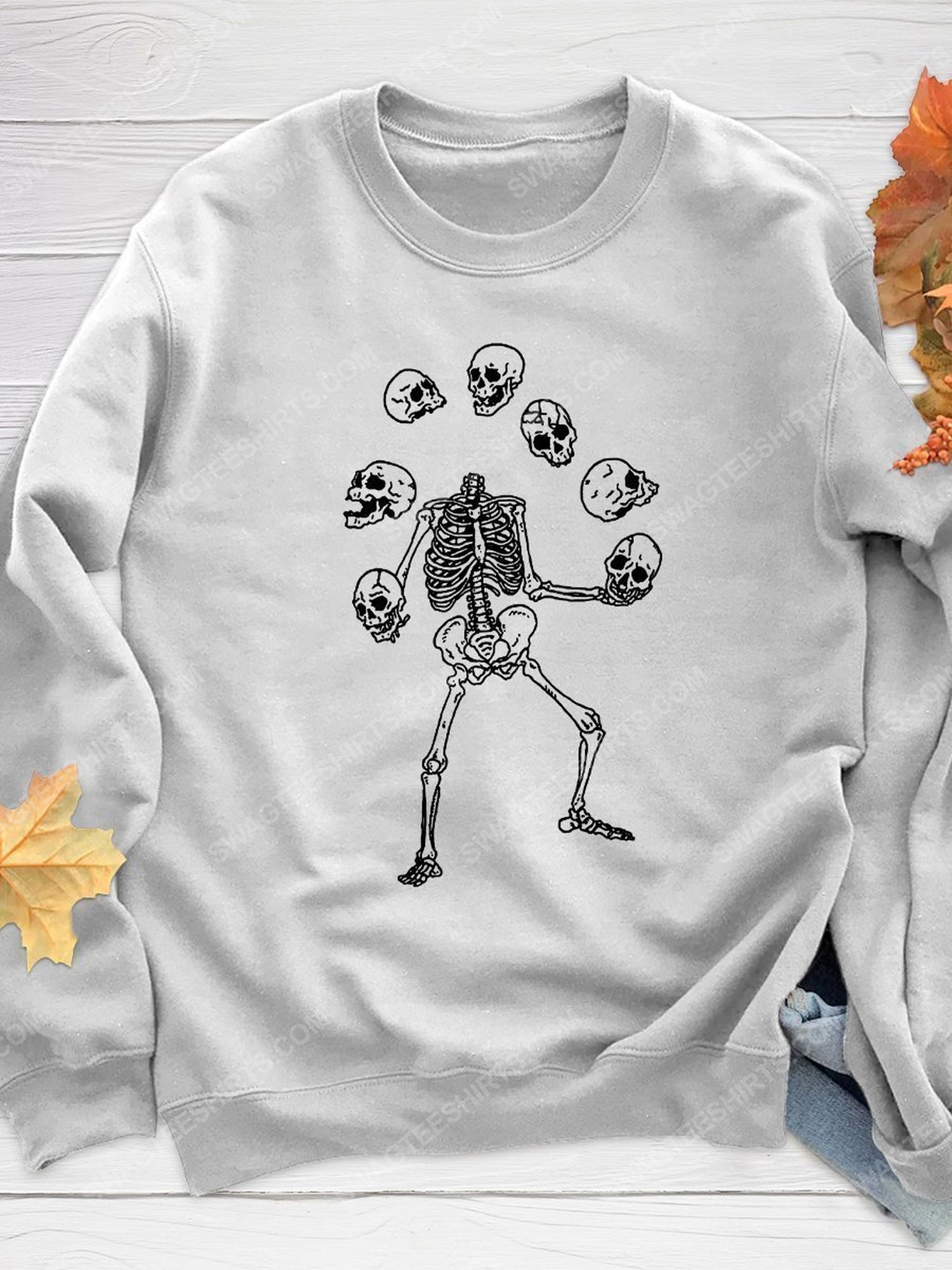 Halloween night and acrobatic skull head shirt