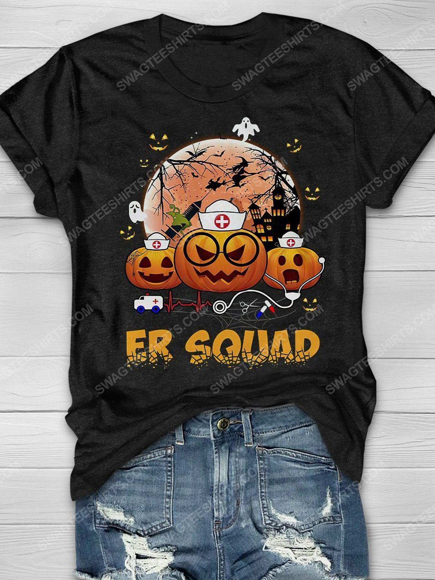 Halloween night and pumpkin nurse er squad shirt