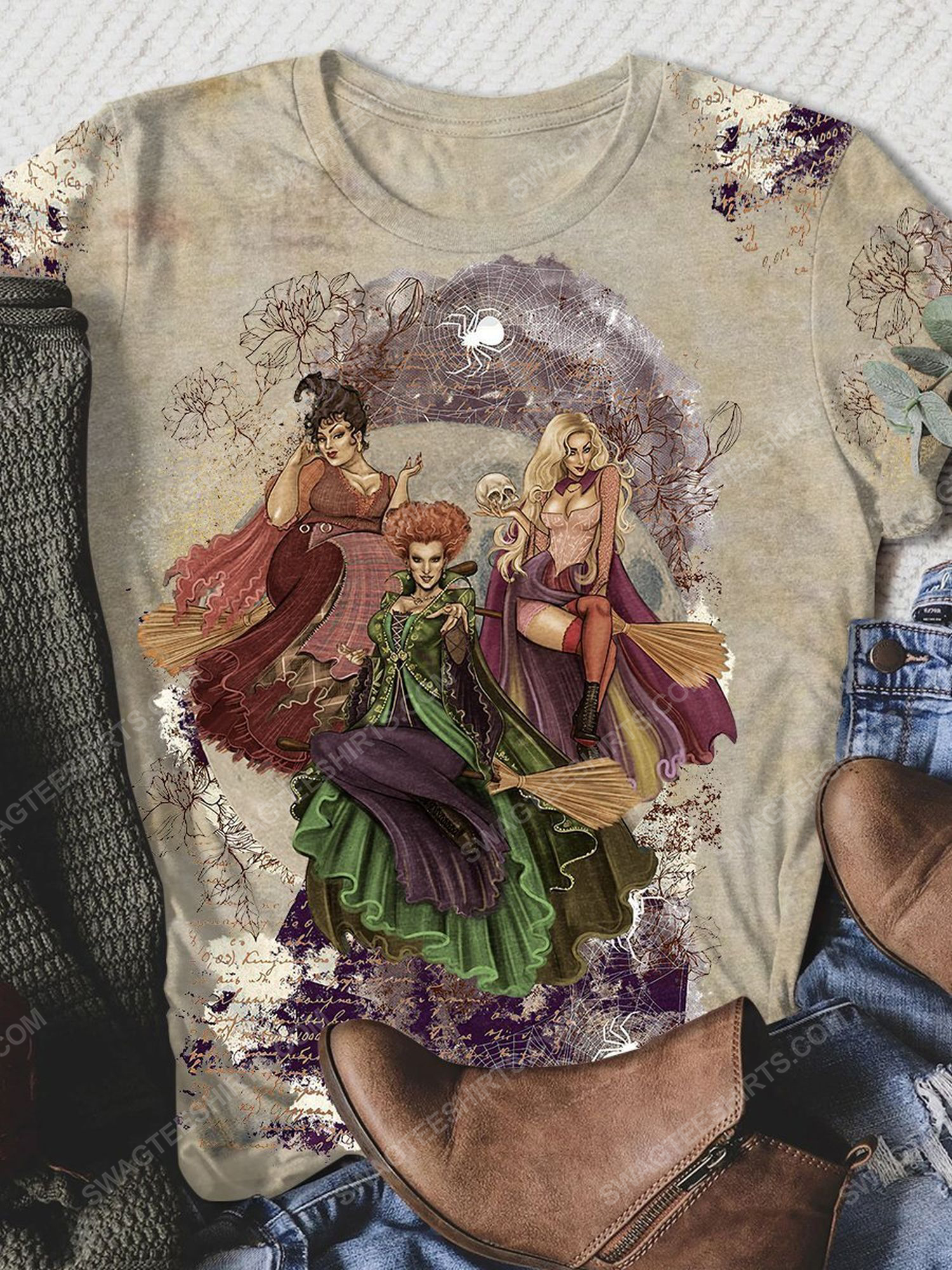Halloween night hocus pocus floral full print shirt 1 - Copy (2)