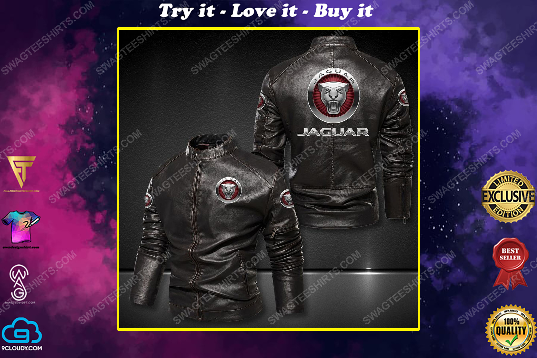 Jaguar sports cars racing leather jacket