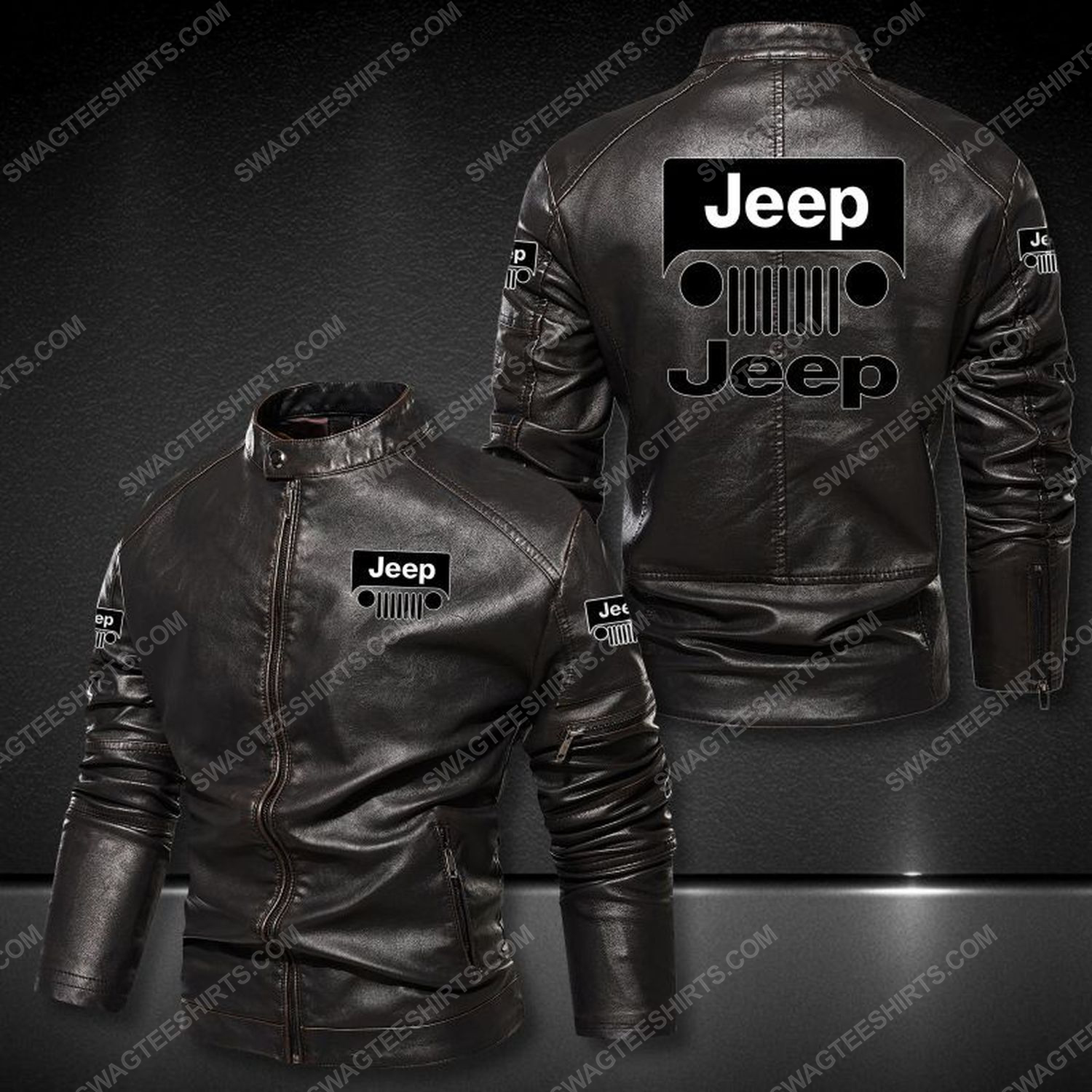 Jeep racing car leather jacket 1 - Copy