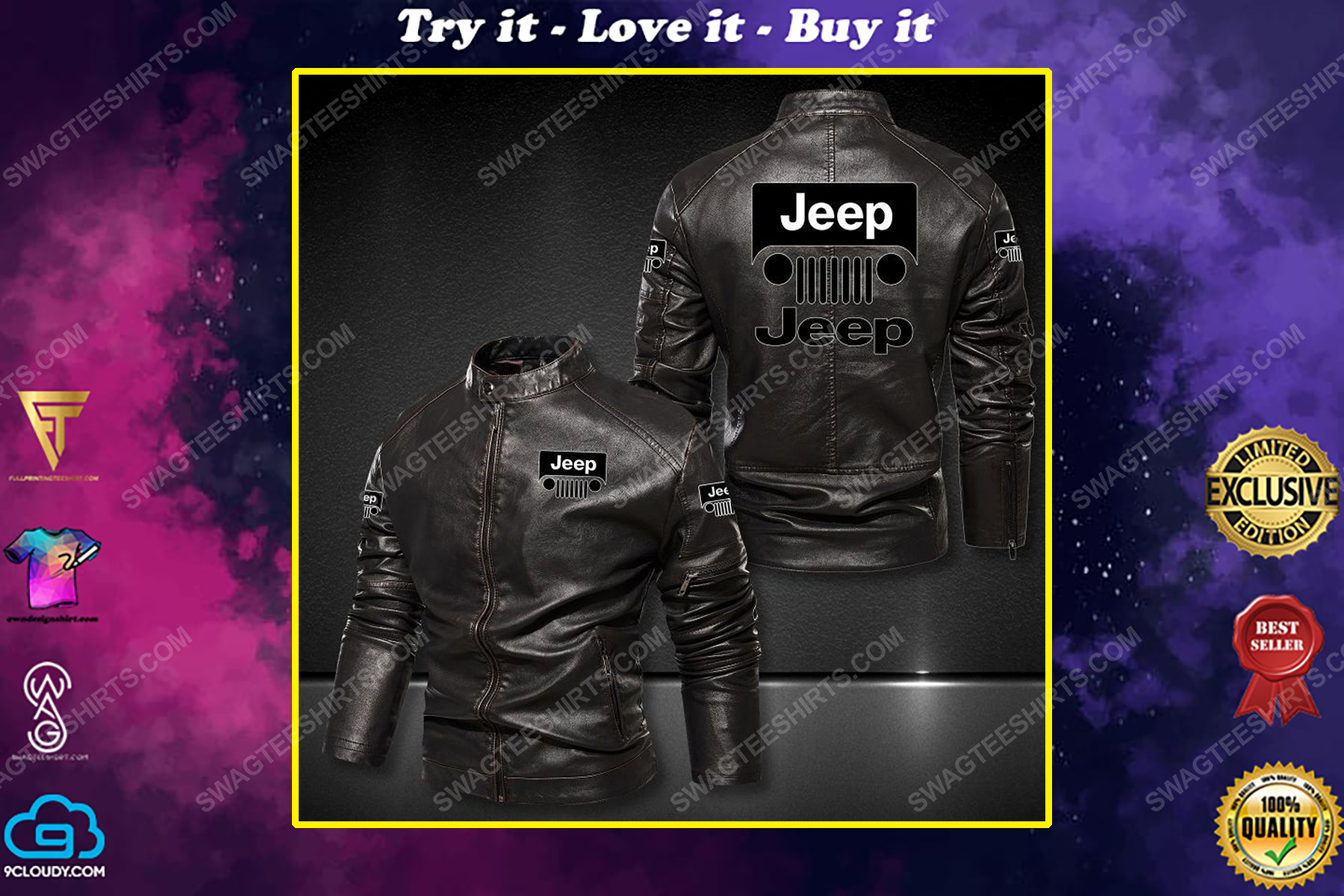Jeep racing car leather jacket