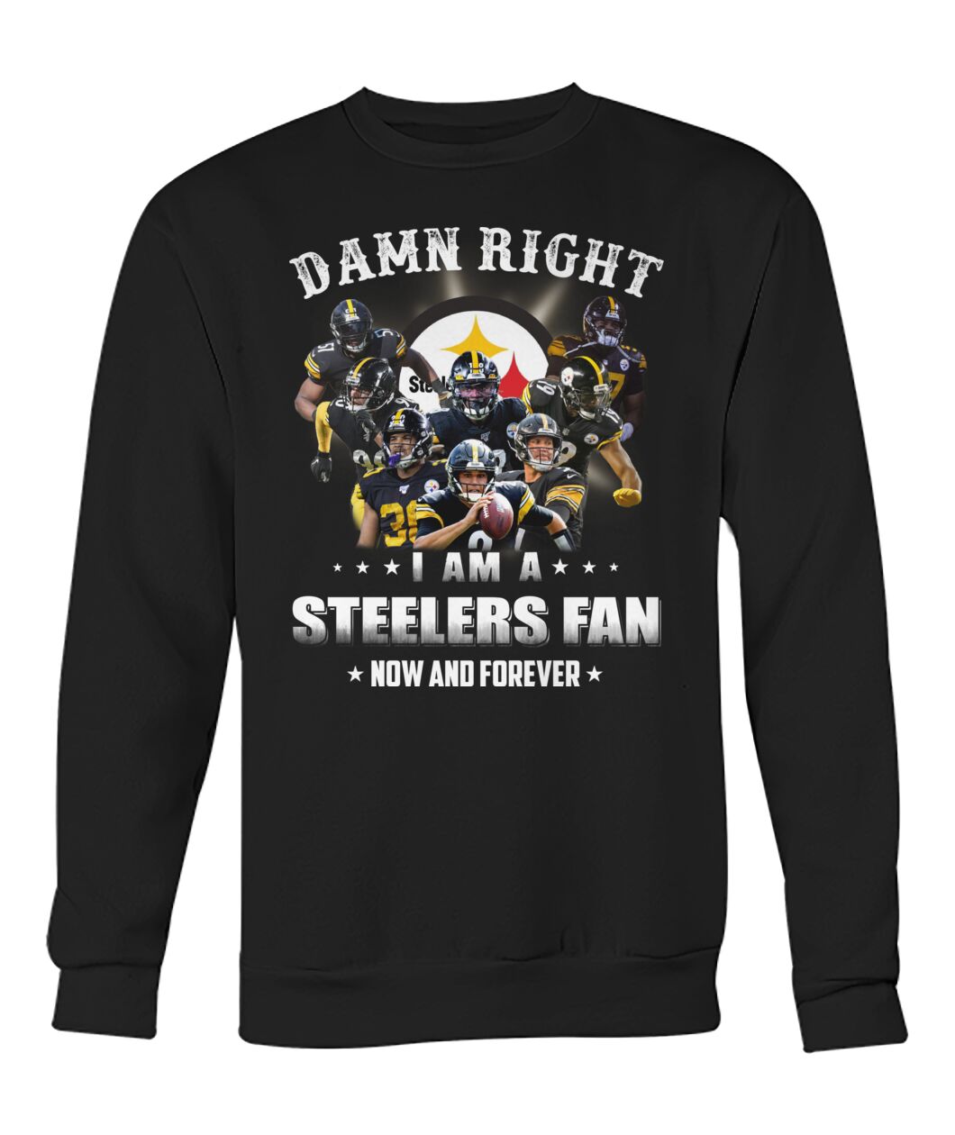 pittsburgh steelers damn right i am a steelers fan now and forever sweatshirt