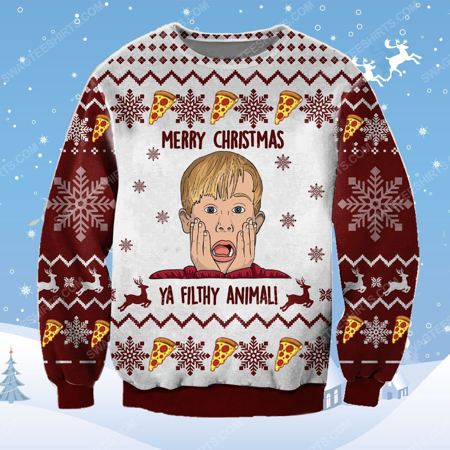 Merry christmas ya filthy animal ​home alone ugly christmas sweater - Copy (2)
