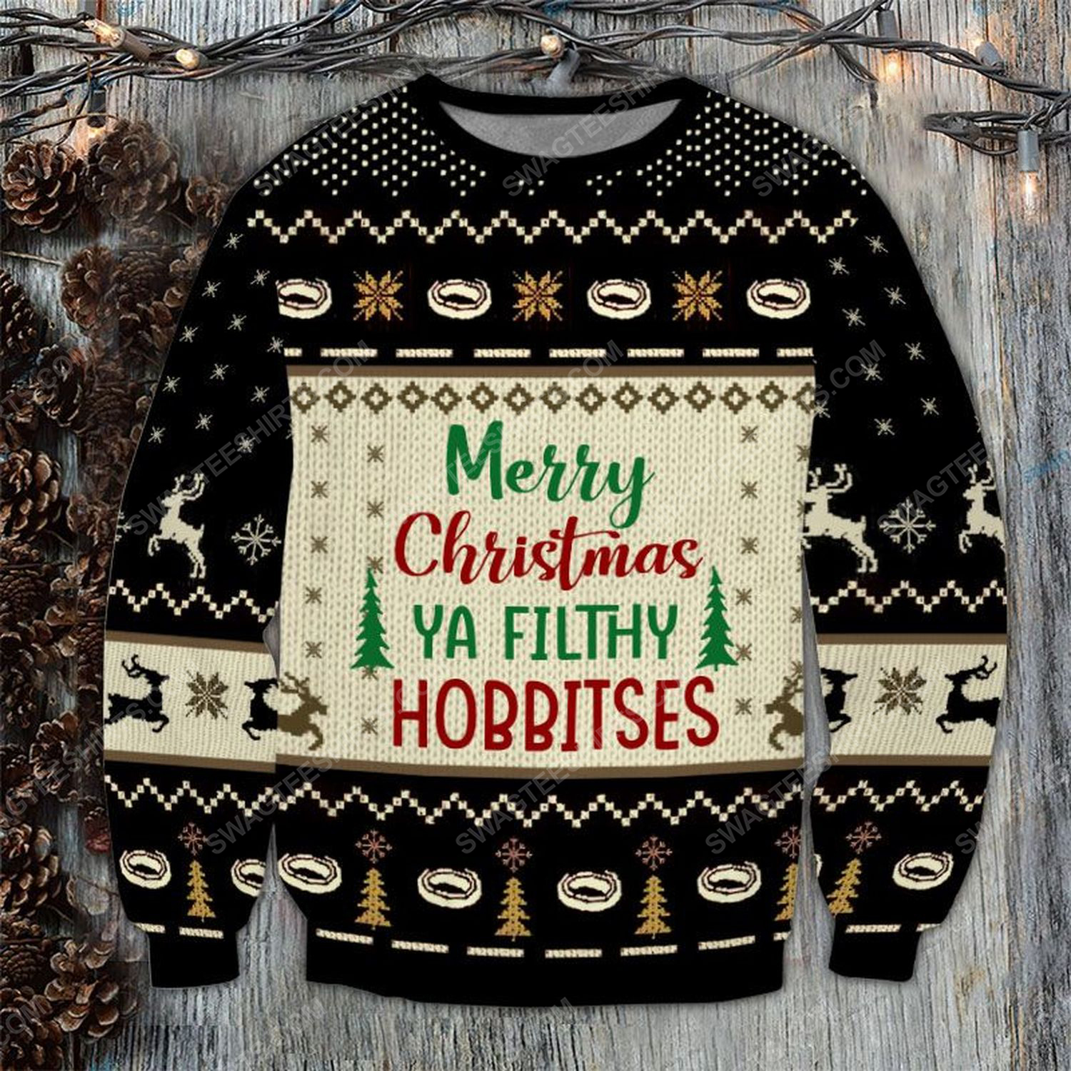 Merry christmas you filthy hobbitses ugly christmas sweater 1 - Copy (2)