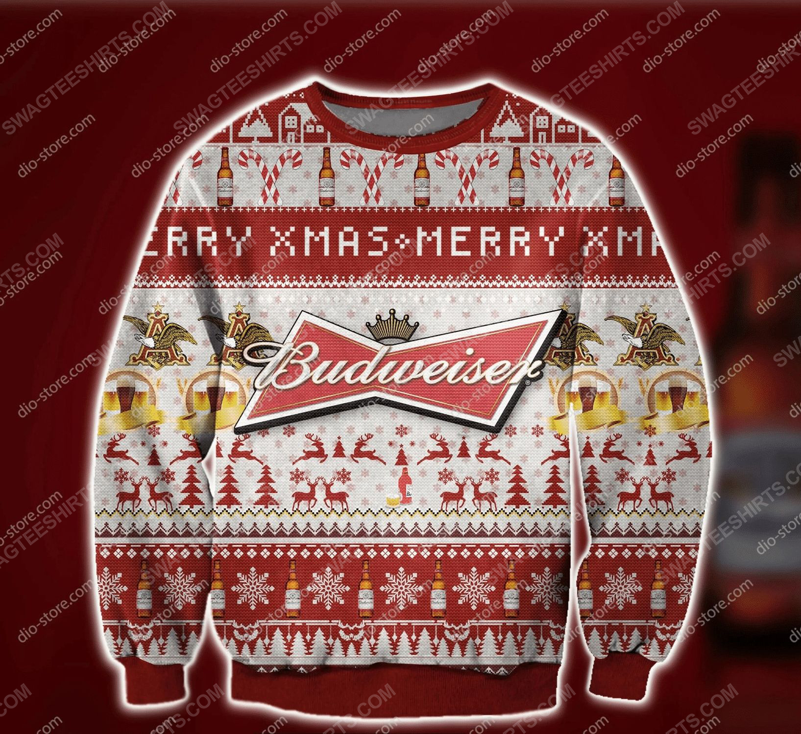Merry xmas budweiser beer ugly christmas sweater - Copy (2)