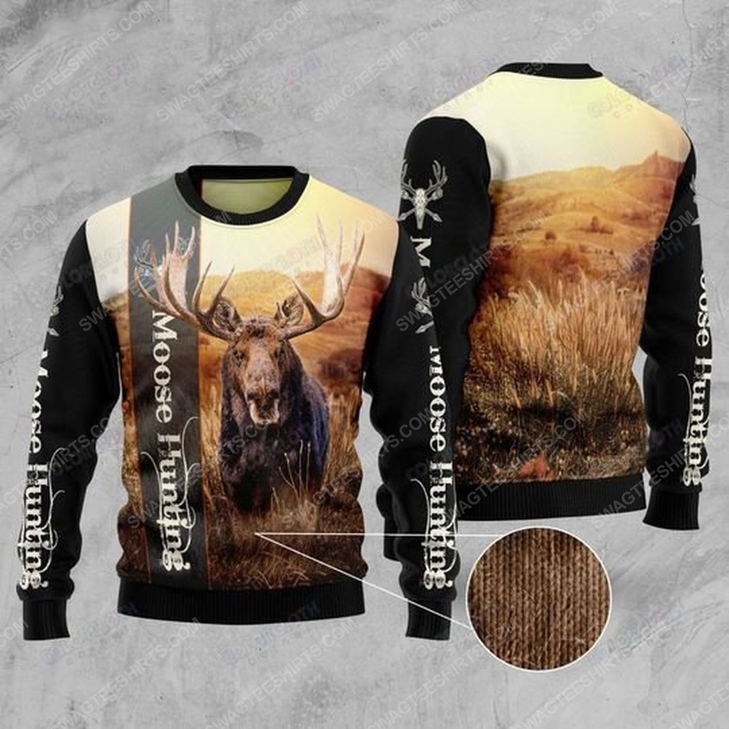 Moose hunting ugly christmas sweater