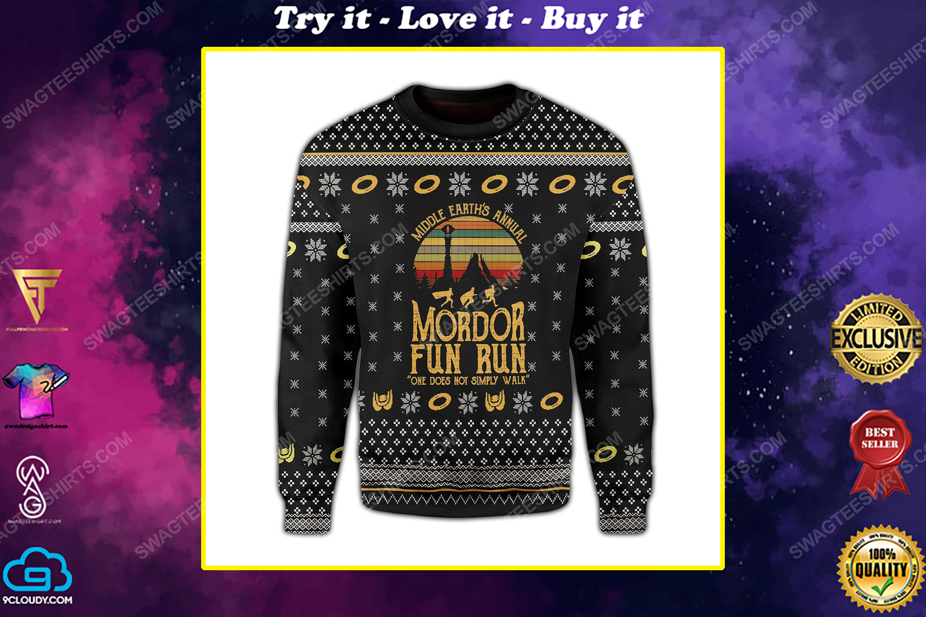 Mordor fun run the lord of the rings ugly christmas sweater 1