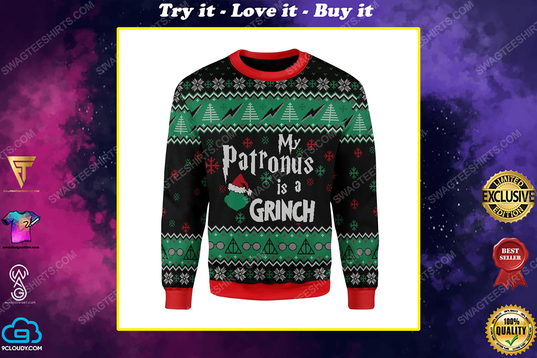 My patronus is the grinch ugly christmas sweater 1