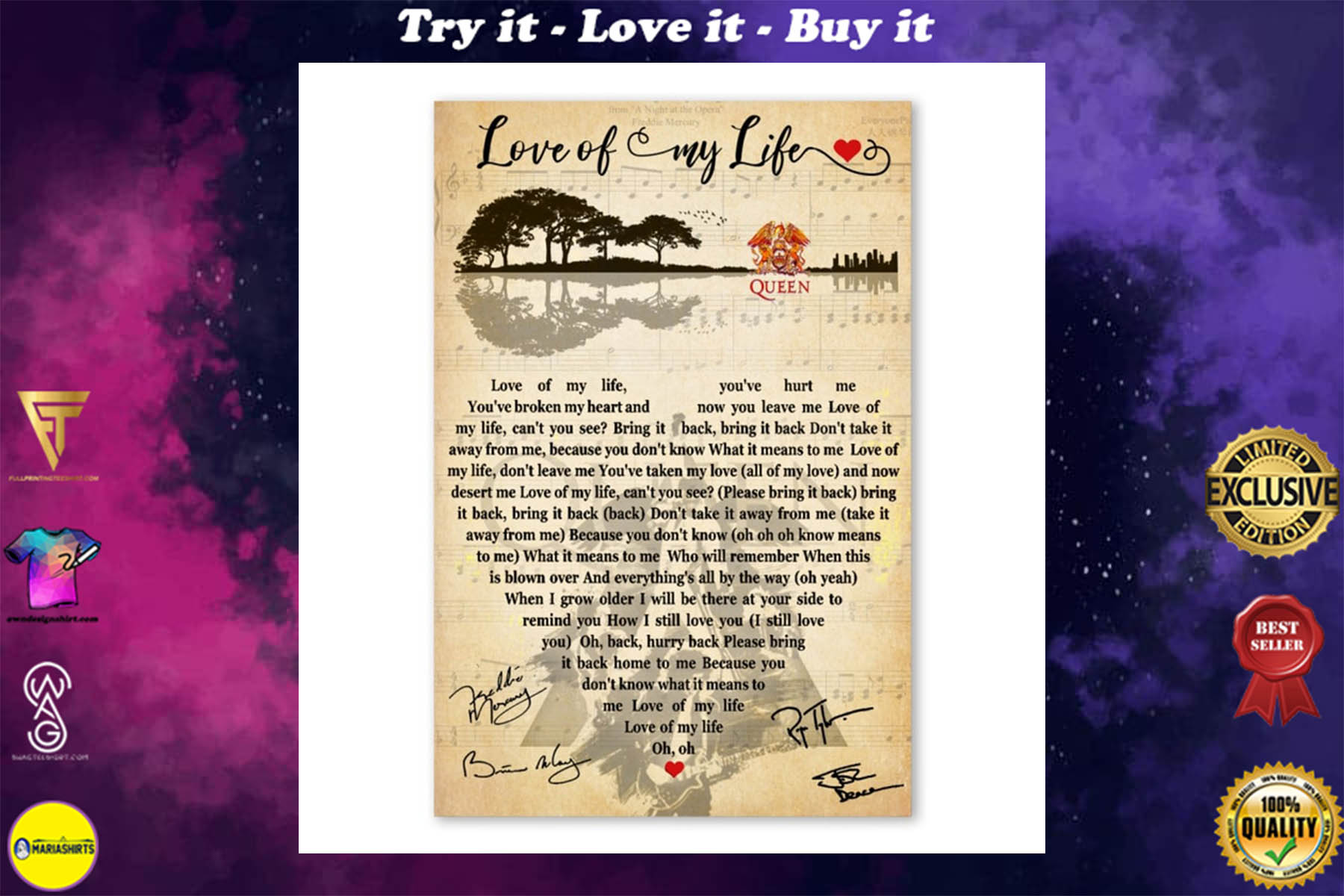 [highest selling price] guitar lake shadow love of my life poster