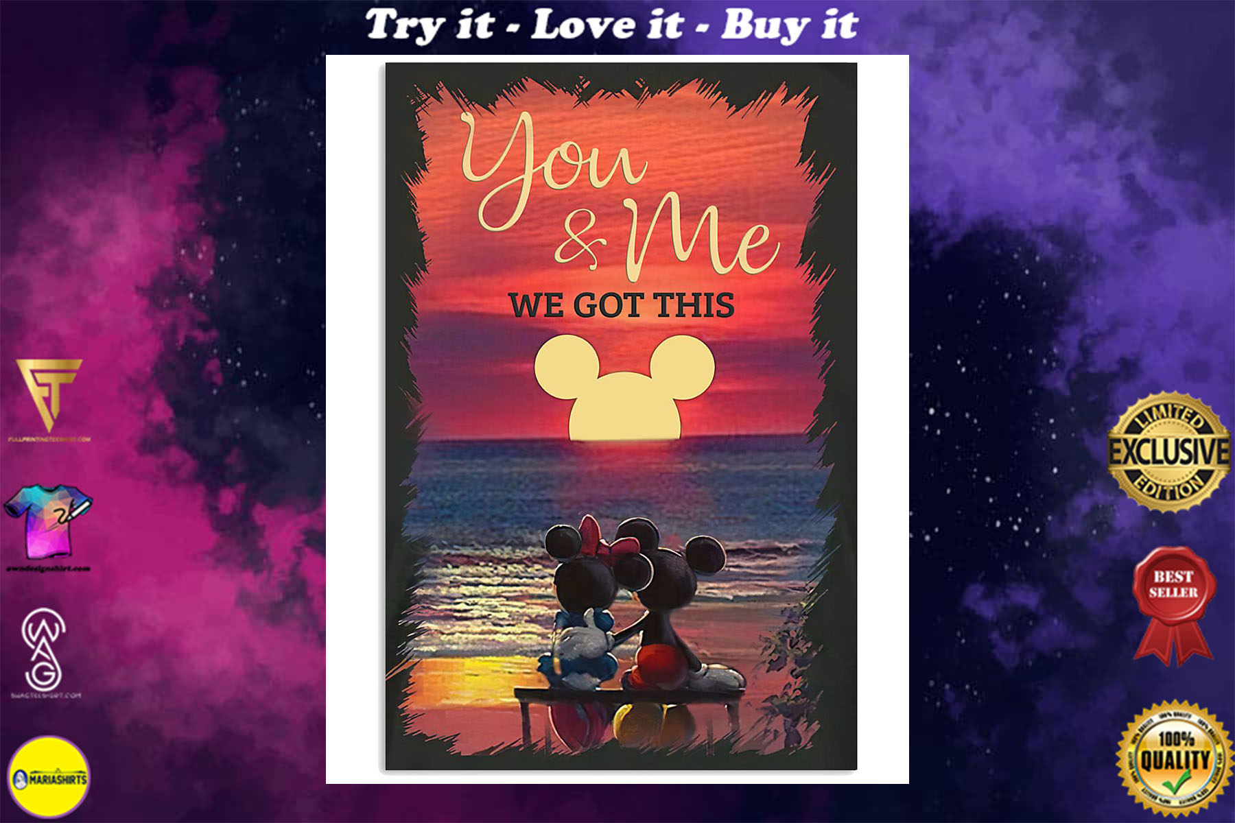 you and me we got this mickey and minnie poster