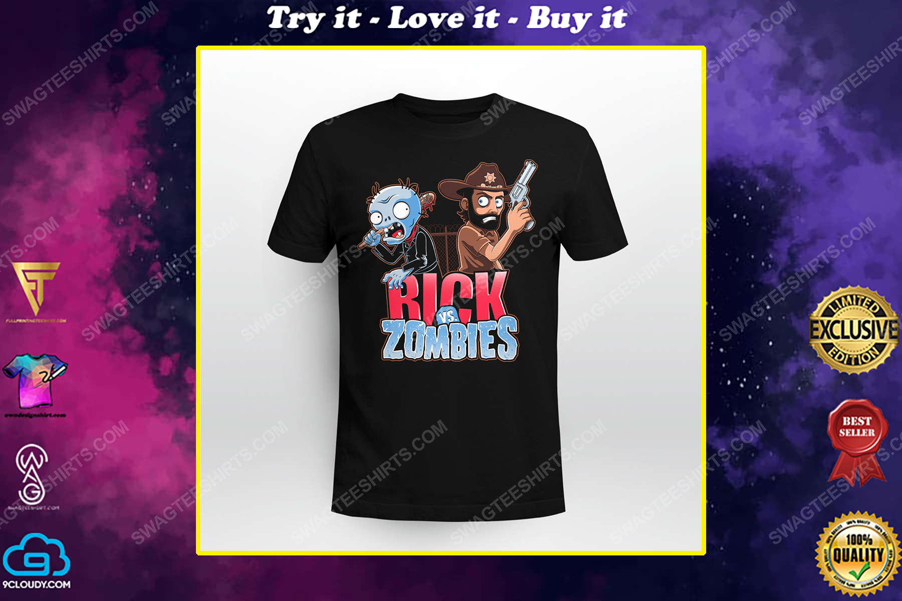 Rick vs zombies rick and morty tv show shirt