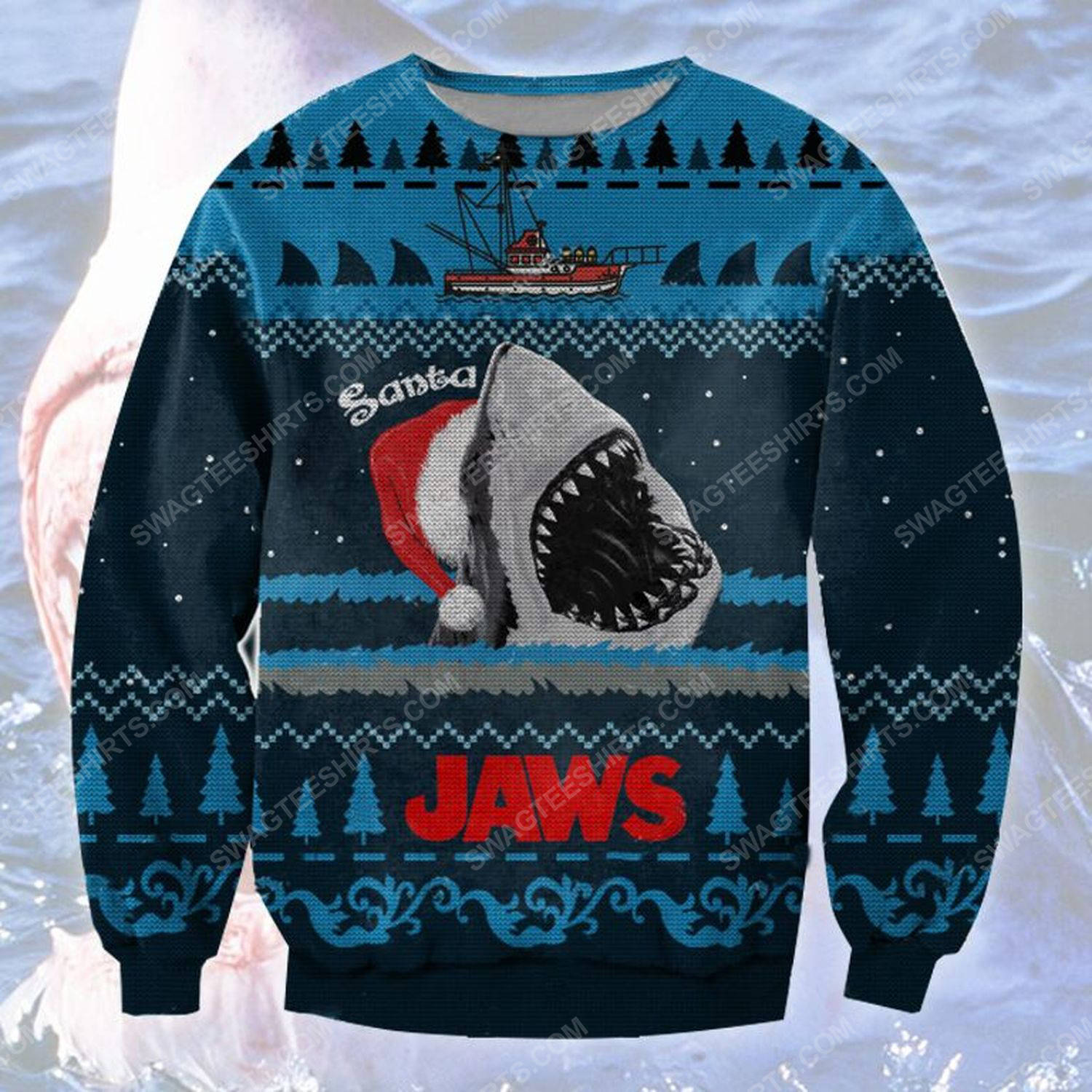 Santa jaws ugly christmas sweater