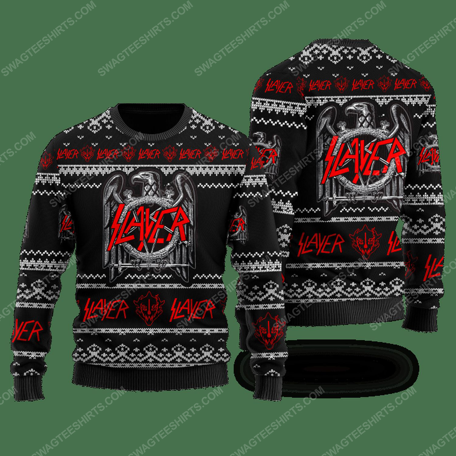 Slayer rock band ugly christmas sweater