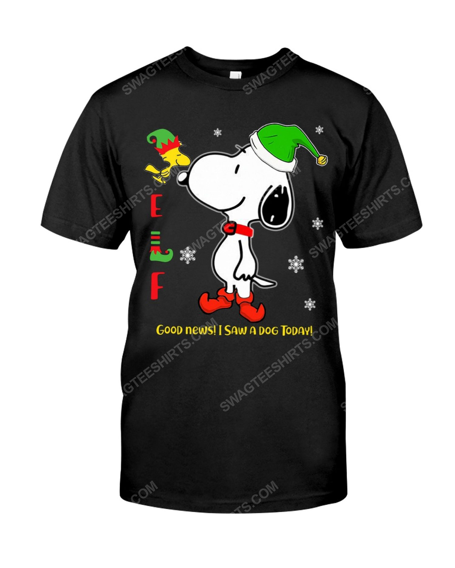 Snoopy good news i saw a dog today elf shirt