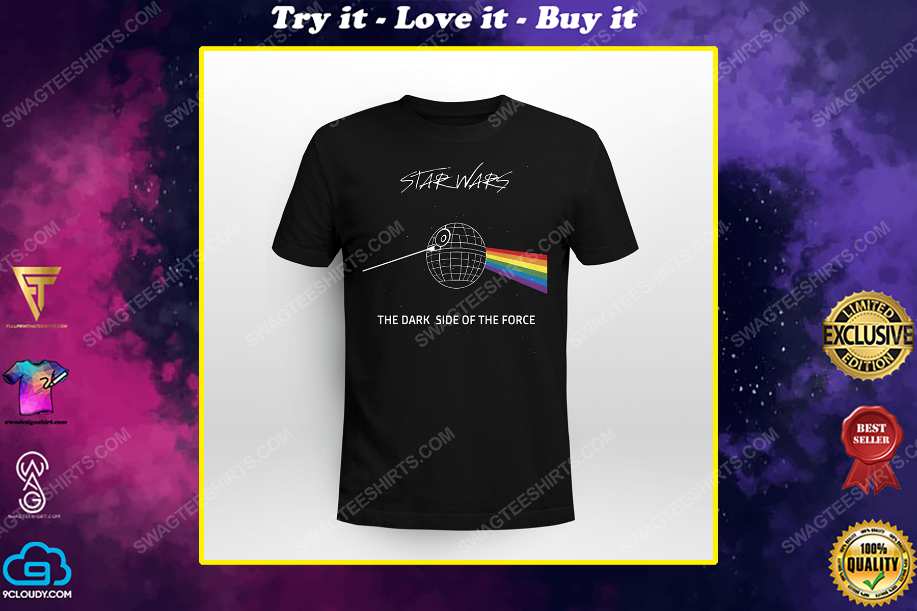 Star wars and pink floyd the dark side of the force shirt