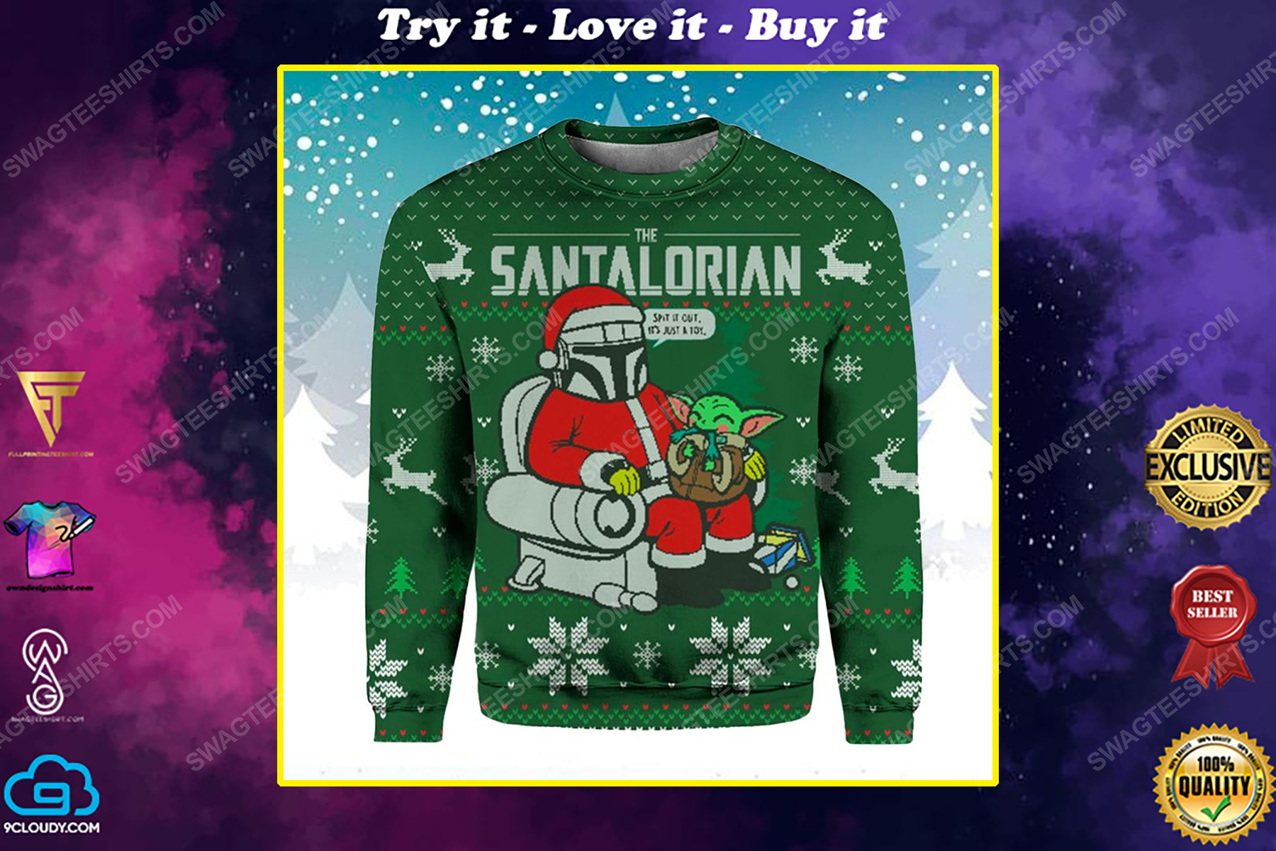 Star wars the santalorian ugly christmas sweater 1