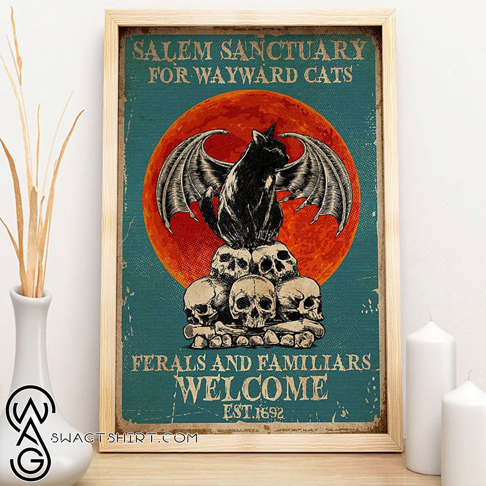 Black cat salem sanctury for wayward cats feral and familiar est 1962 halloween poster