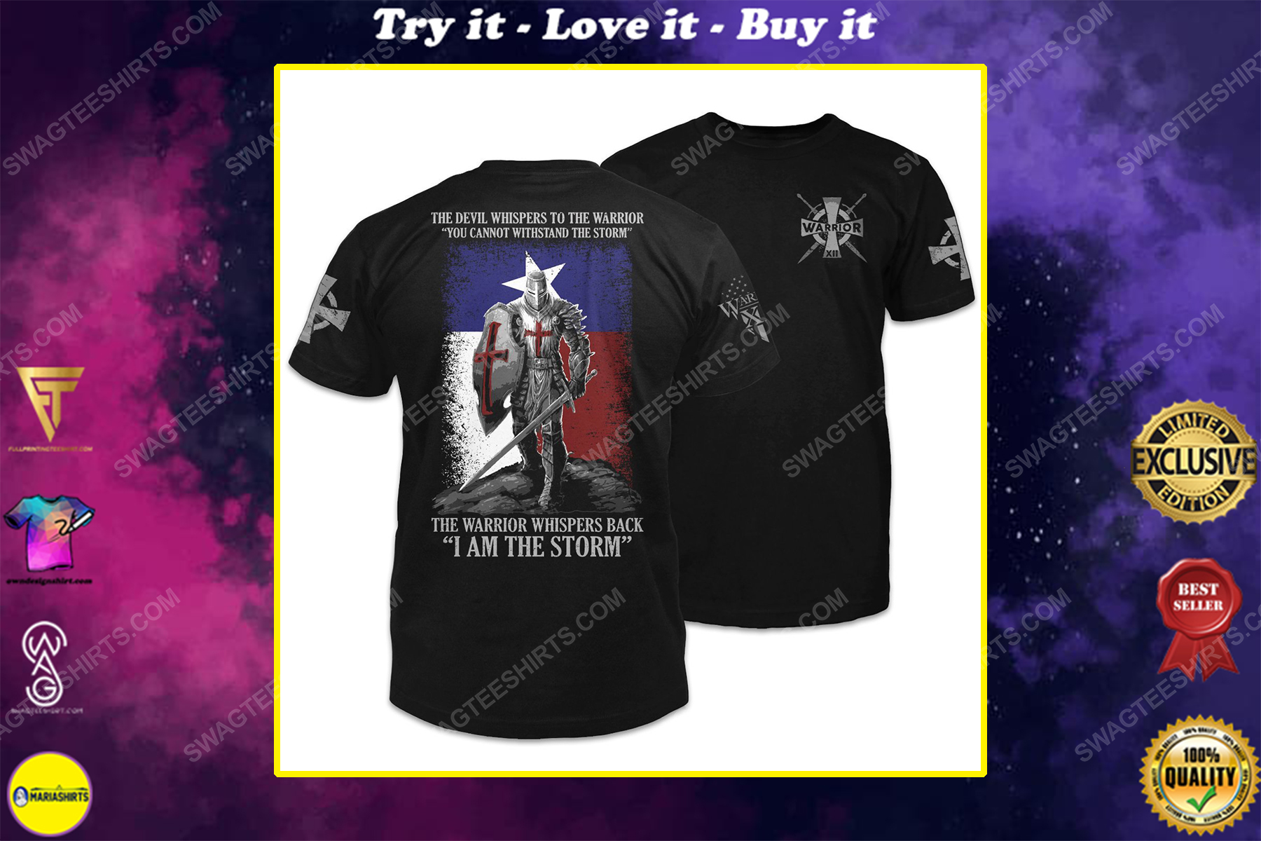 Texas crusader the devil whispers to the warrior shirt