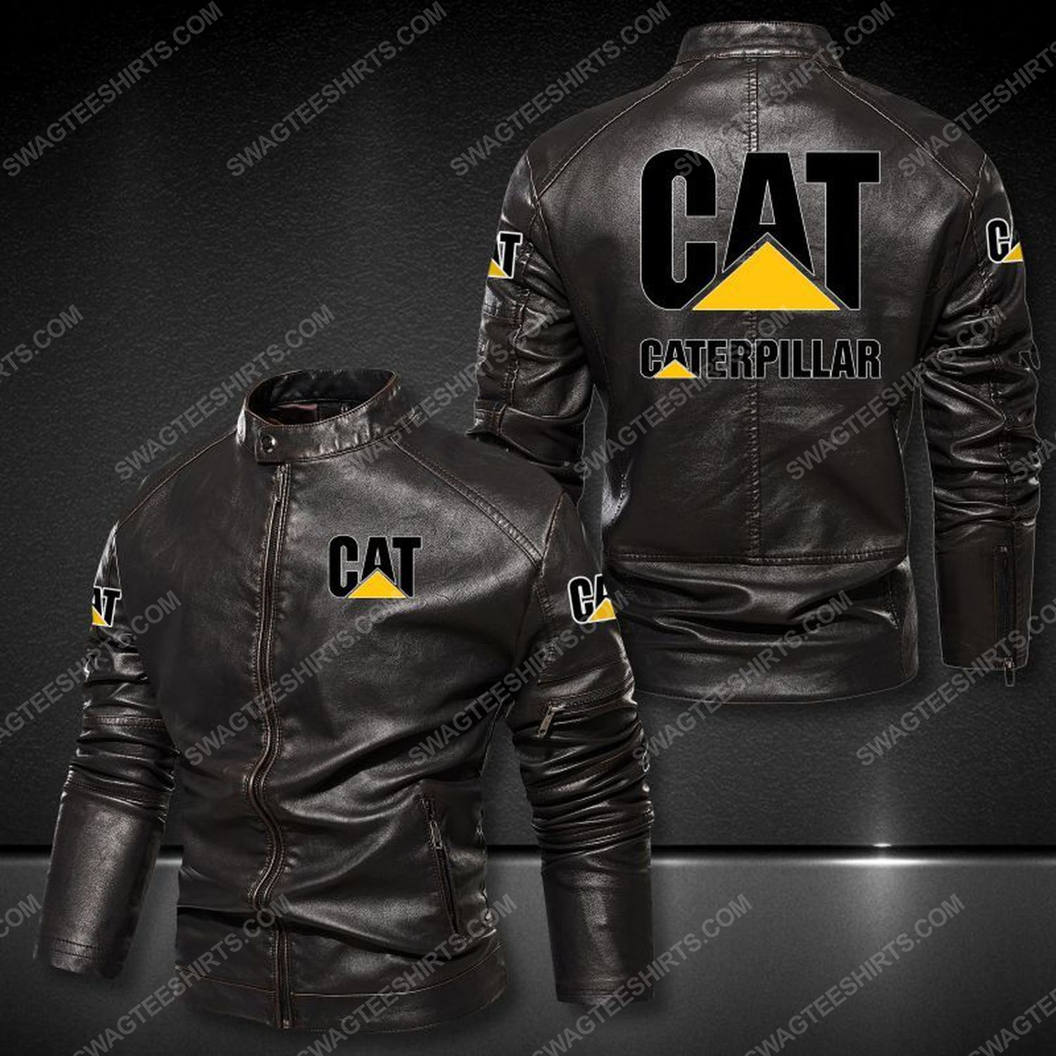The caterpillar inc company sports leather jacket 1 - Copy
