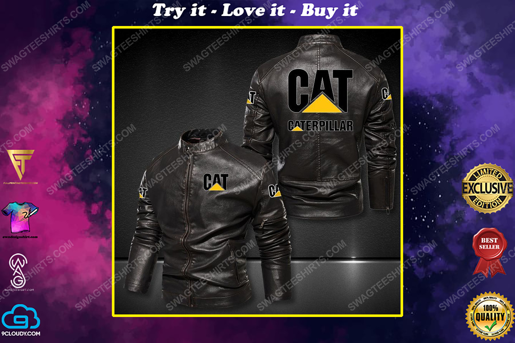 The caterpillar inc company sports leather jacket