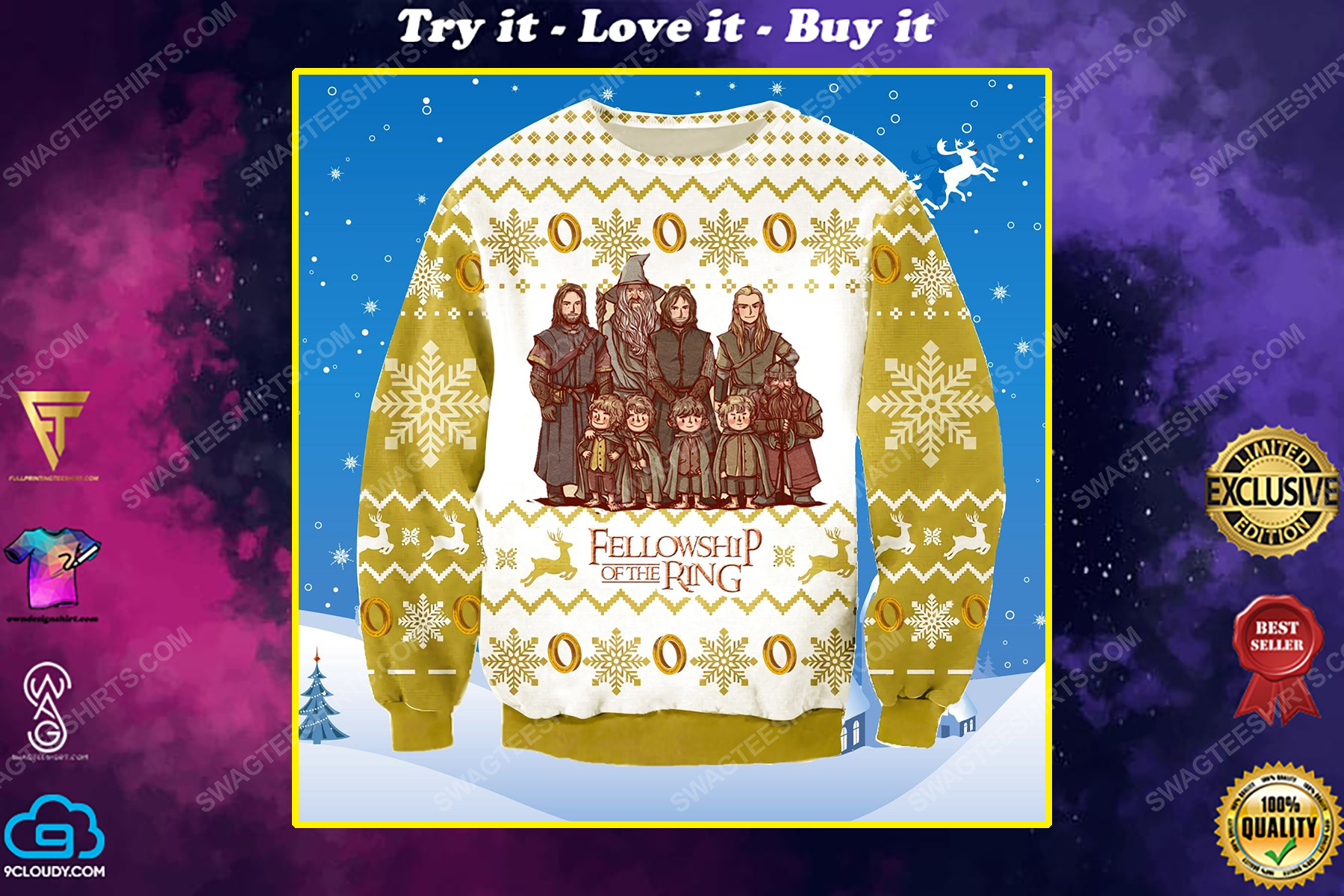 The fellowship of the ring ​ugly christmas sweater 1