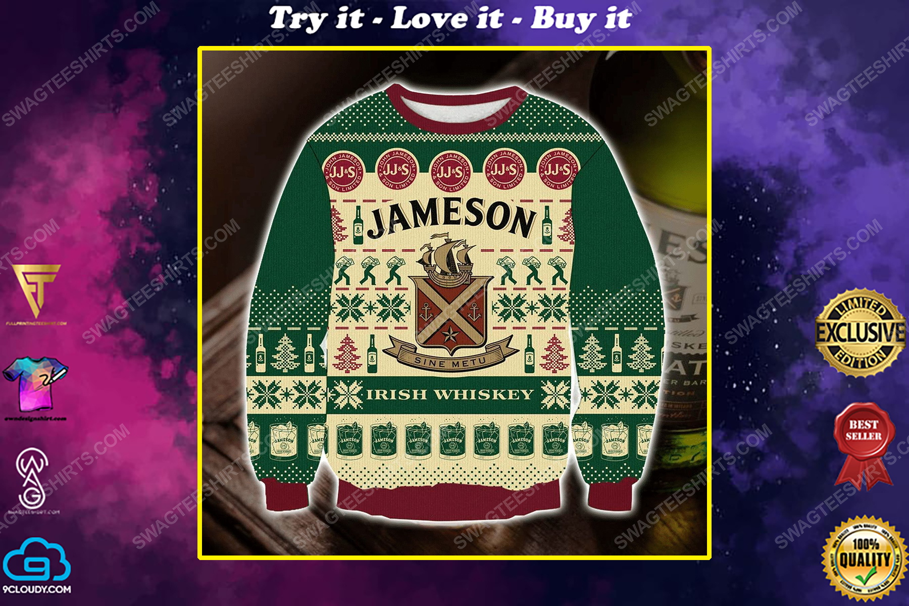 The jameson irish whiskey ugly christmas sweater 1