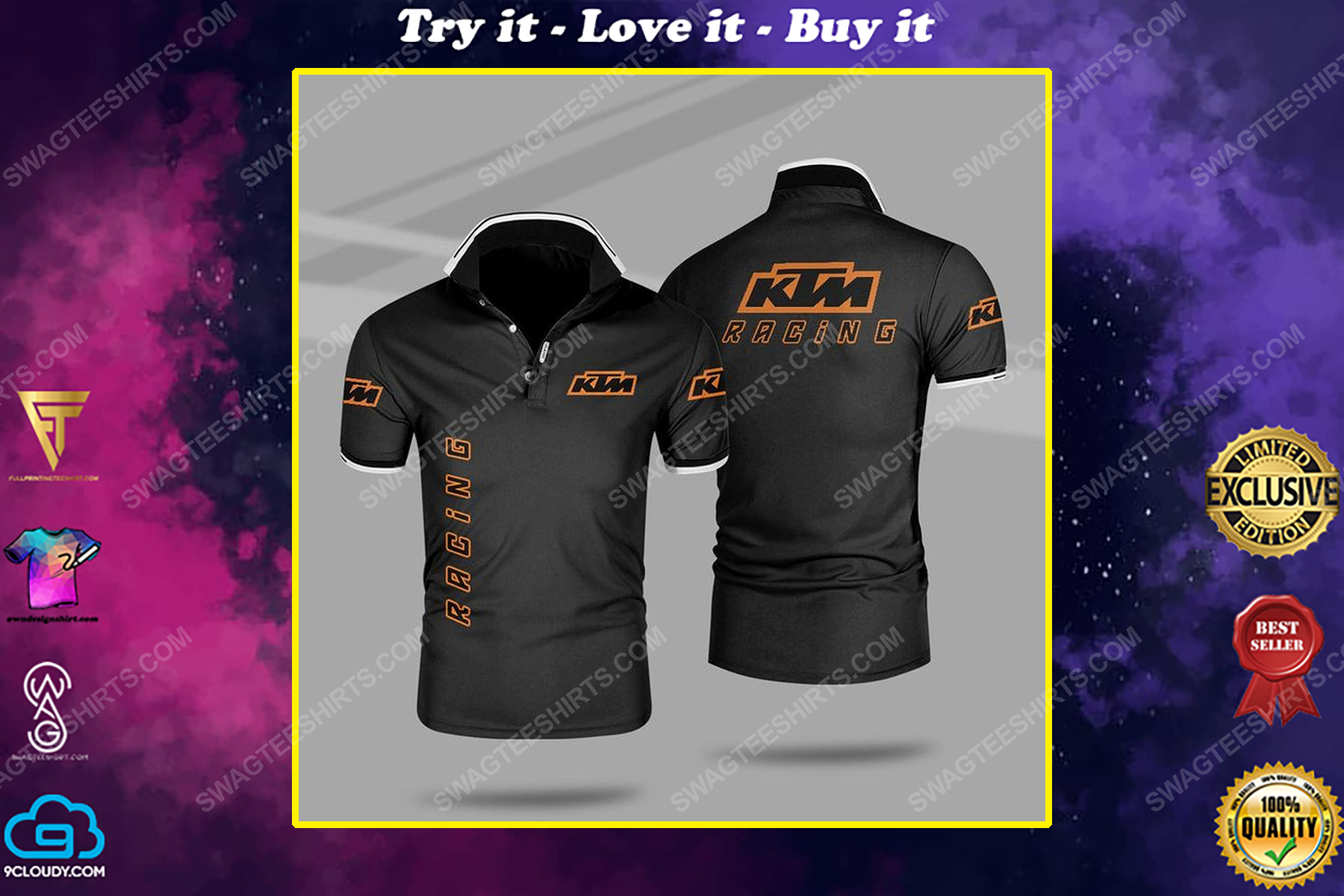 The ktm motorcycle racing all over print polo shirt